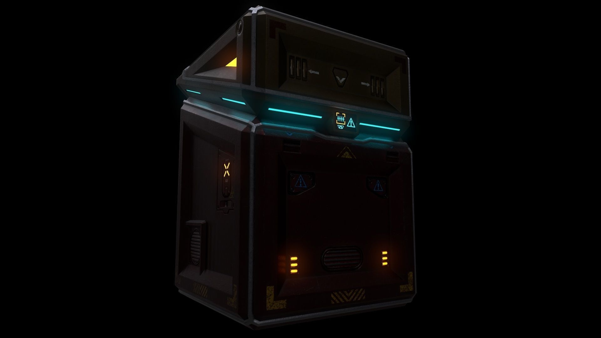 Scifi Crate Openable Door Low-poly 3D model_6