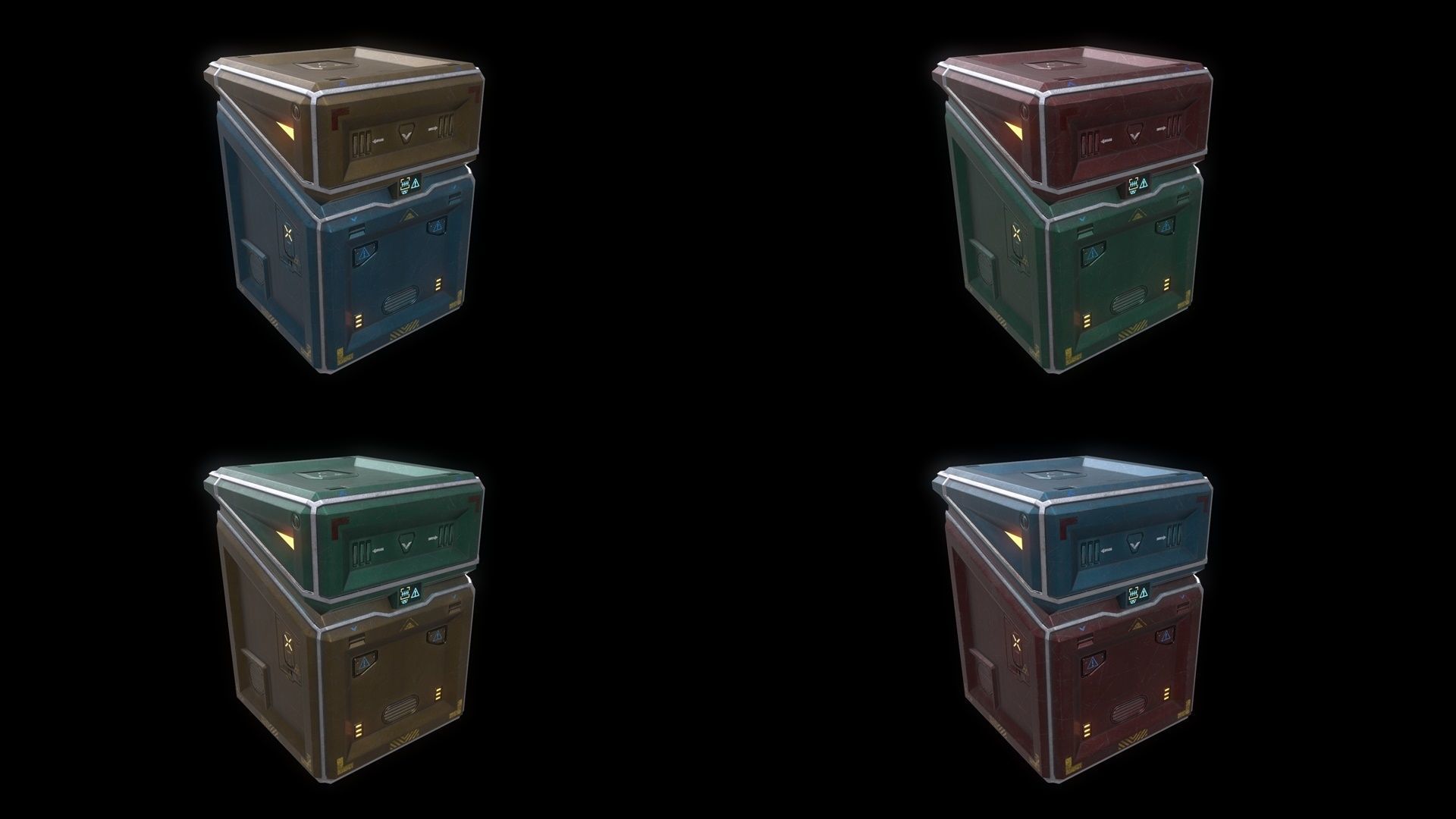 Scifi Crate Openable Door Low-poly 3D model_3