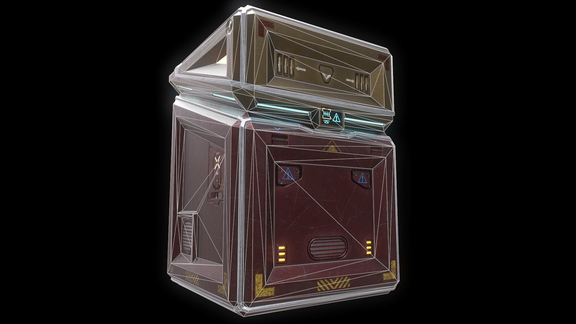 Scifi Crate Openable Door Low-poly 3D model_5
