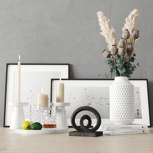 Decorative Set With Dried Poppy Pods 3D model