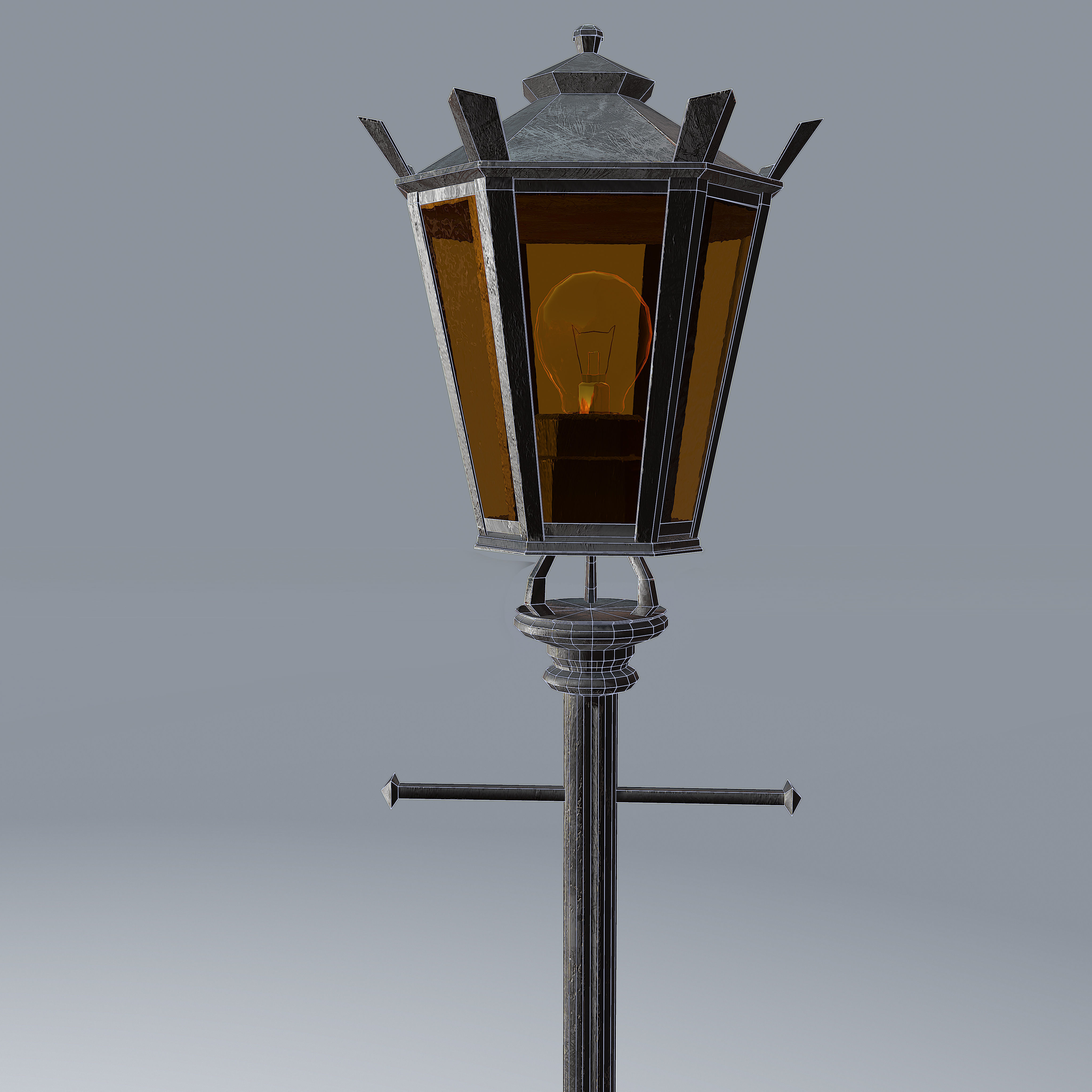 Antique Lamp Street Light  Low-poly 3D model_3