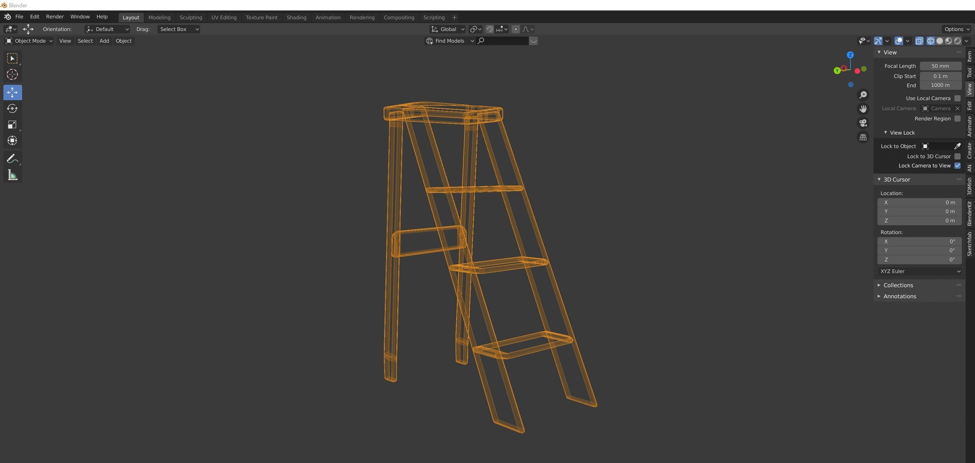 Old dusty wooden steps 3D model_3