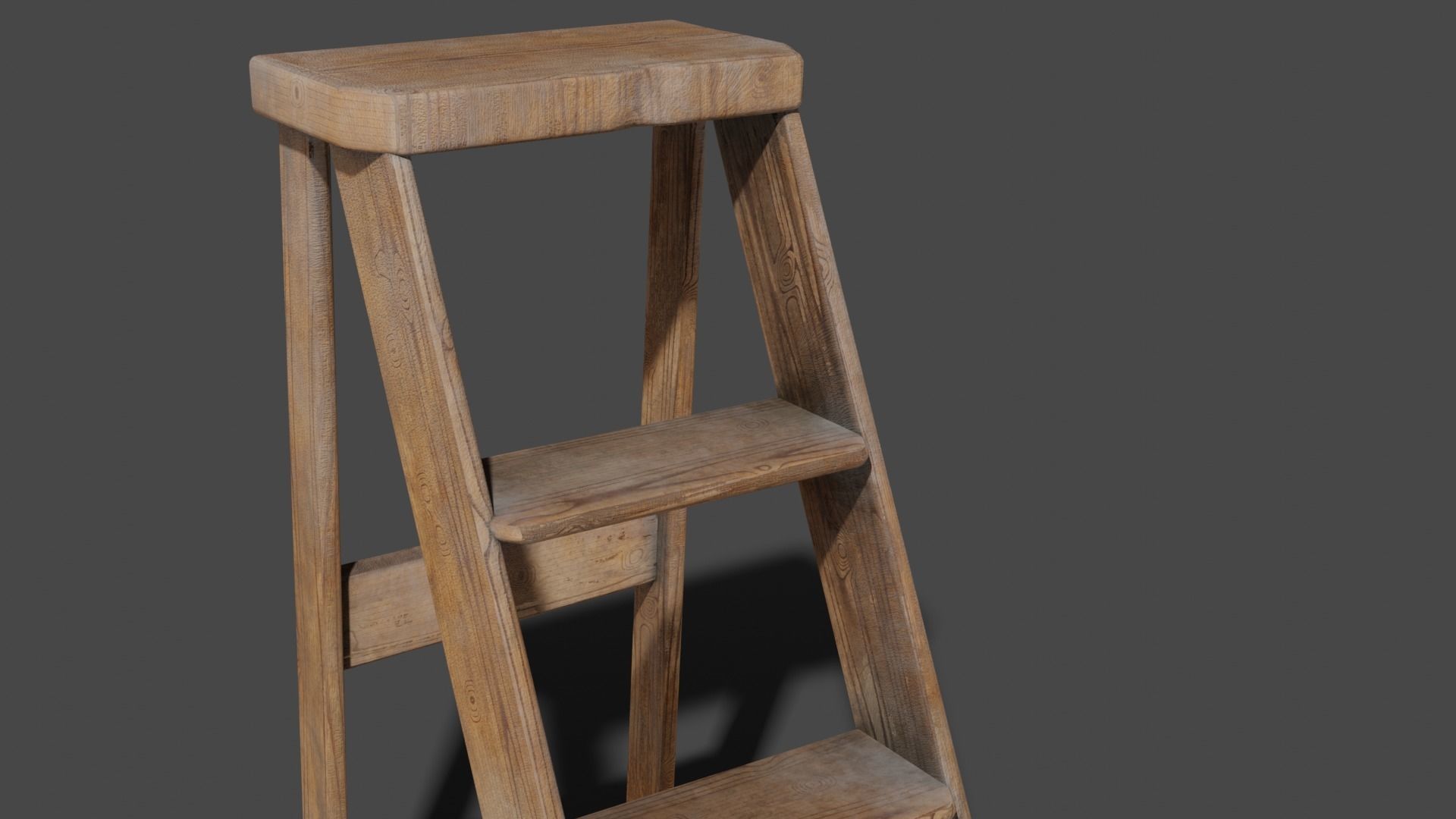 Old dusty wooden steps 3D model_1