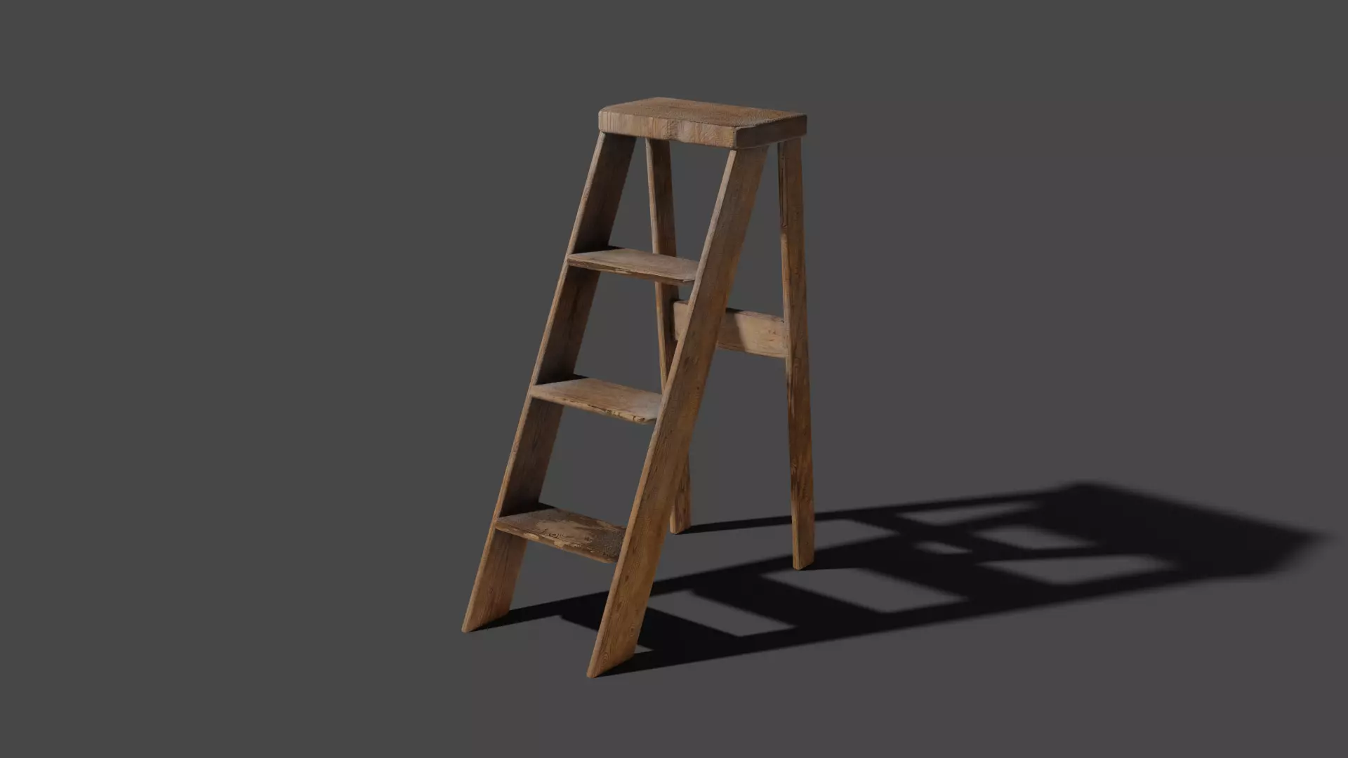 Old dusty wooden steps 3D model_0