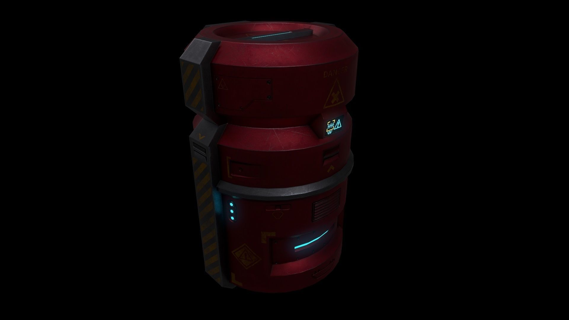 6 Models Scifi Crate Pack Openable Door Low-poly 3D model_84