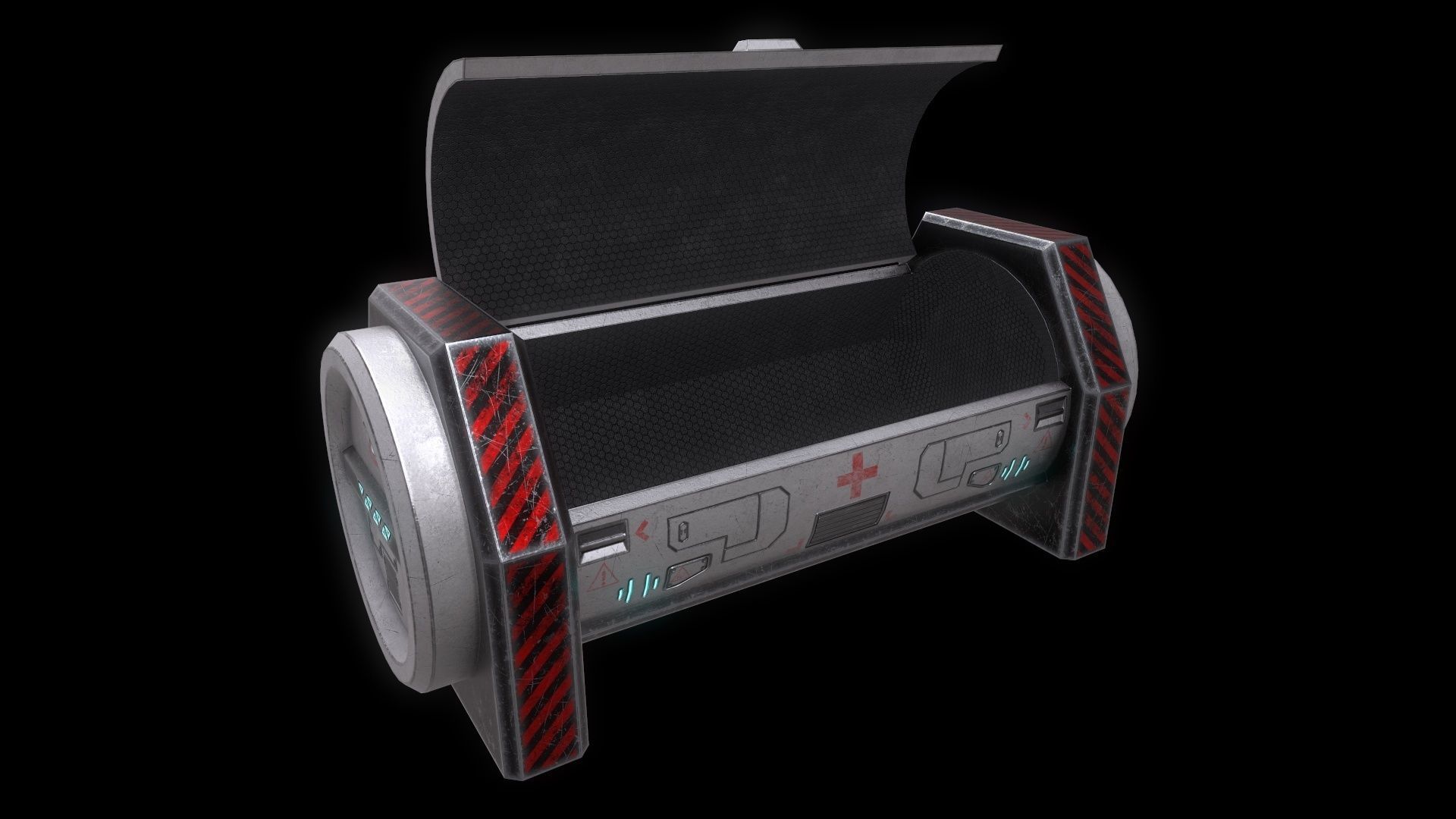 6 Models Scifi Crate Pack Openable Door Low-poly 3D model_105