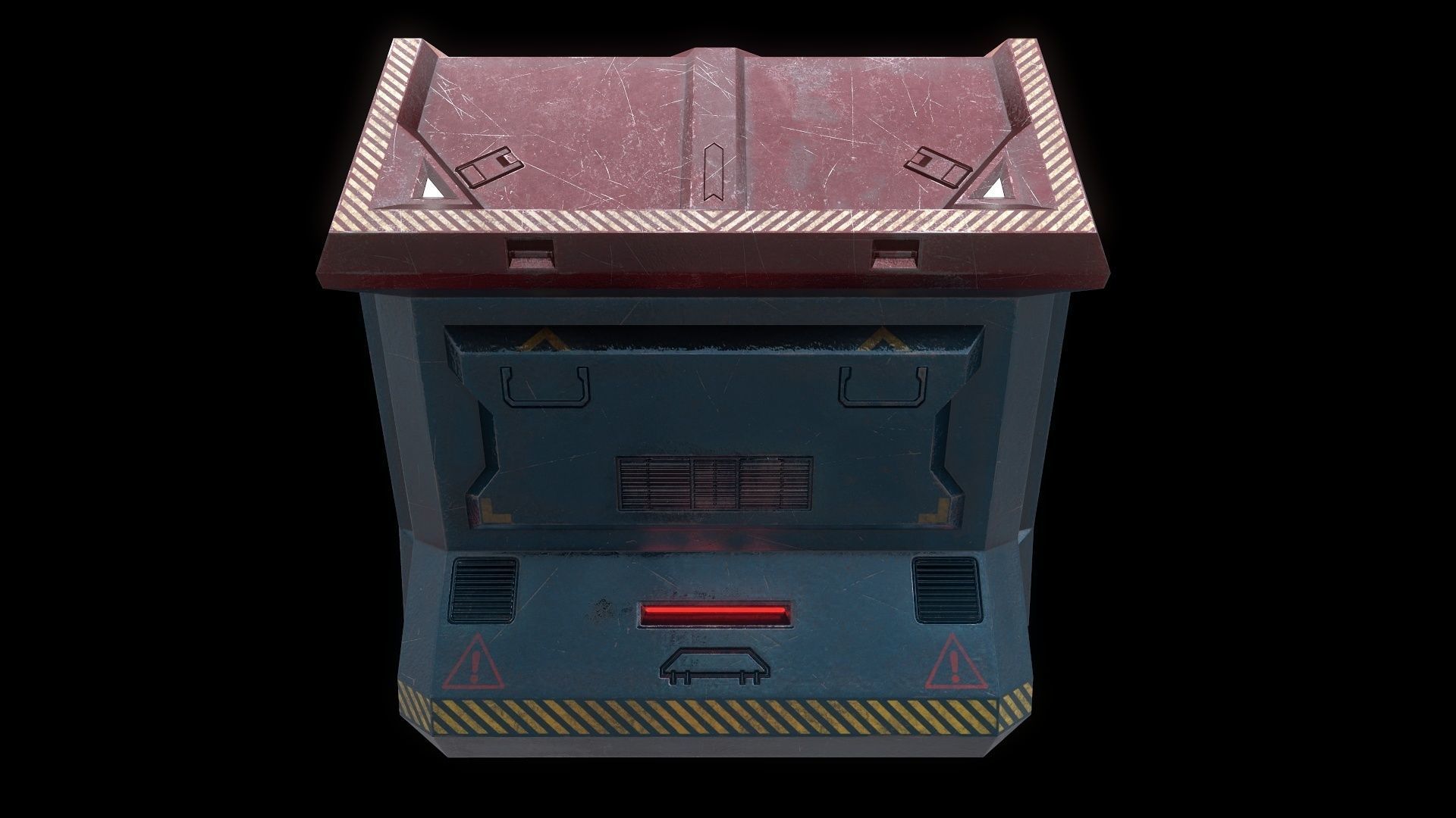 6 Models Scifi Crate Pack Openable Door Low-poly 3D model_38