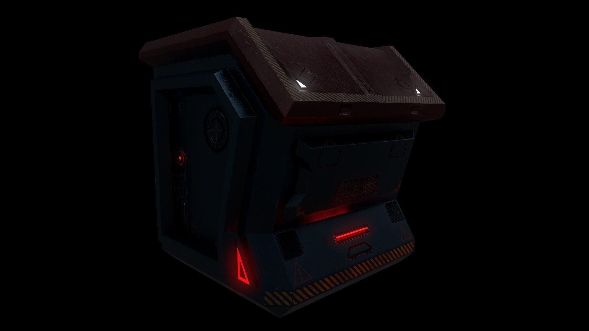 6 Models Scifi Crate Pack Openable Door Low-poly 3D model_33