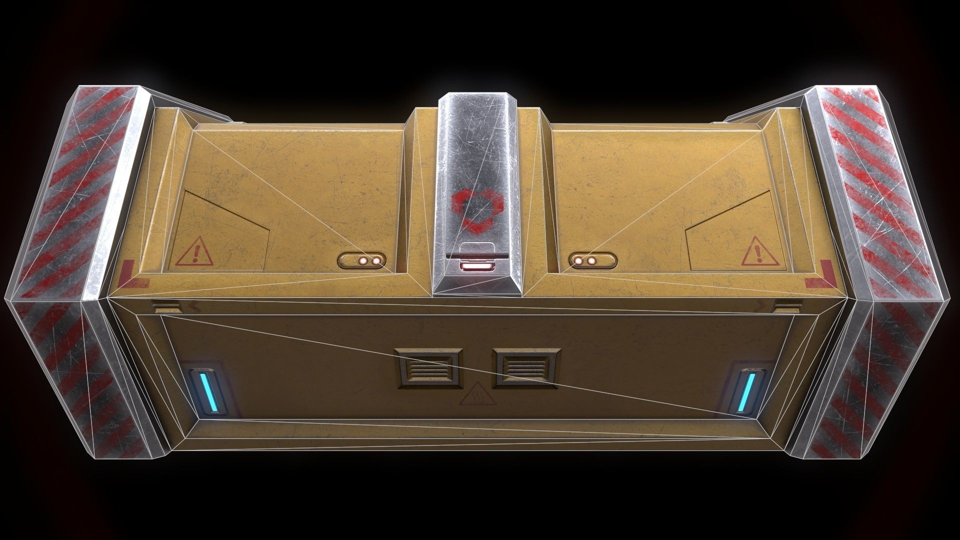 6 Models Scifi Crate Pack Openable Door Low-poly 3D model_73