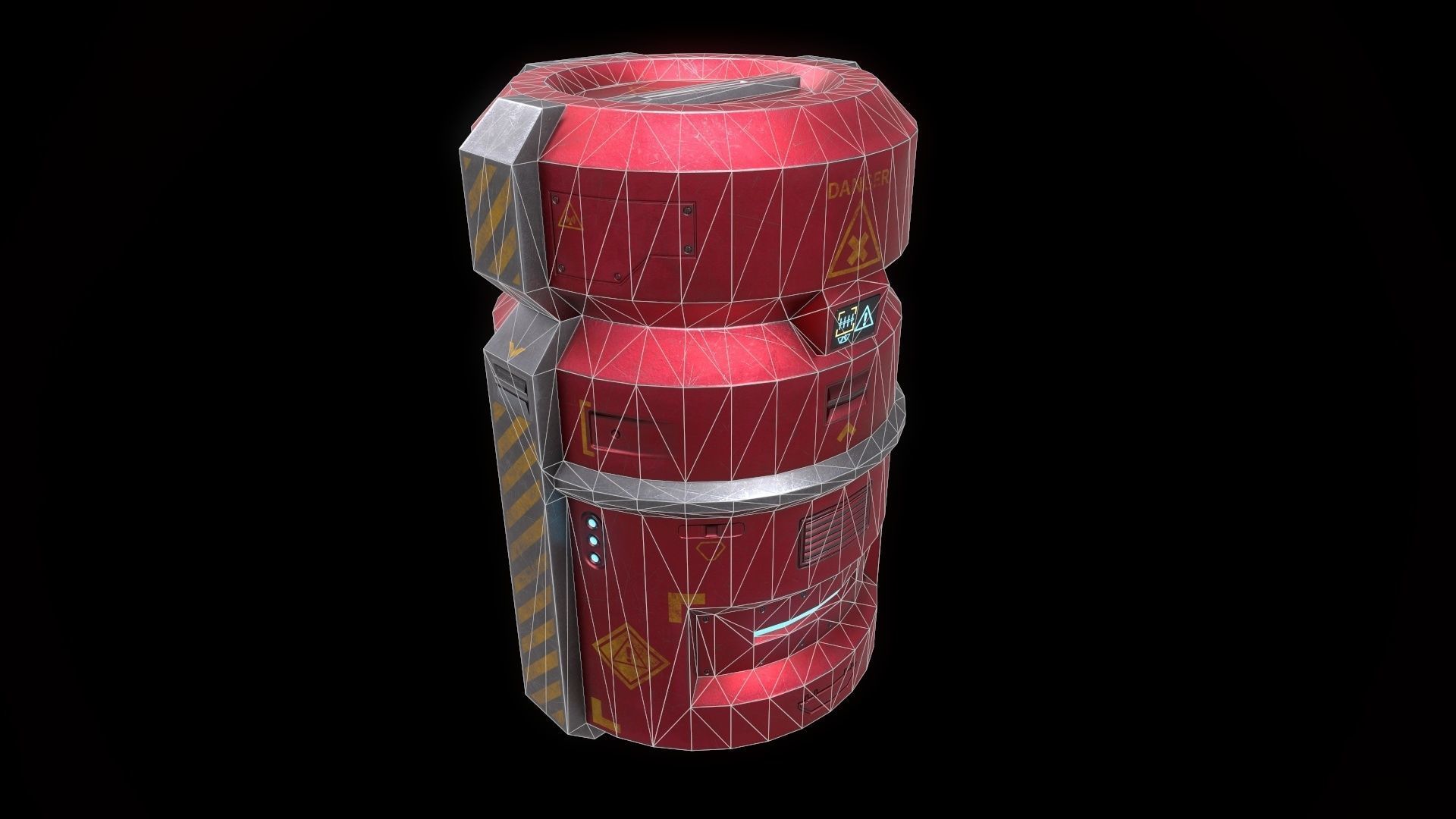 6 Models Scifi Crate Pack Openable Door Low-poly 3D model_83