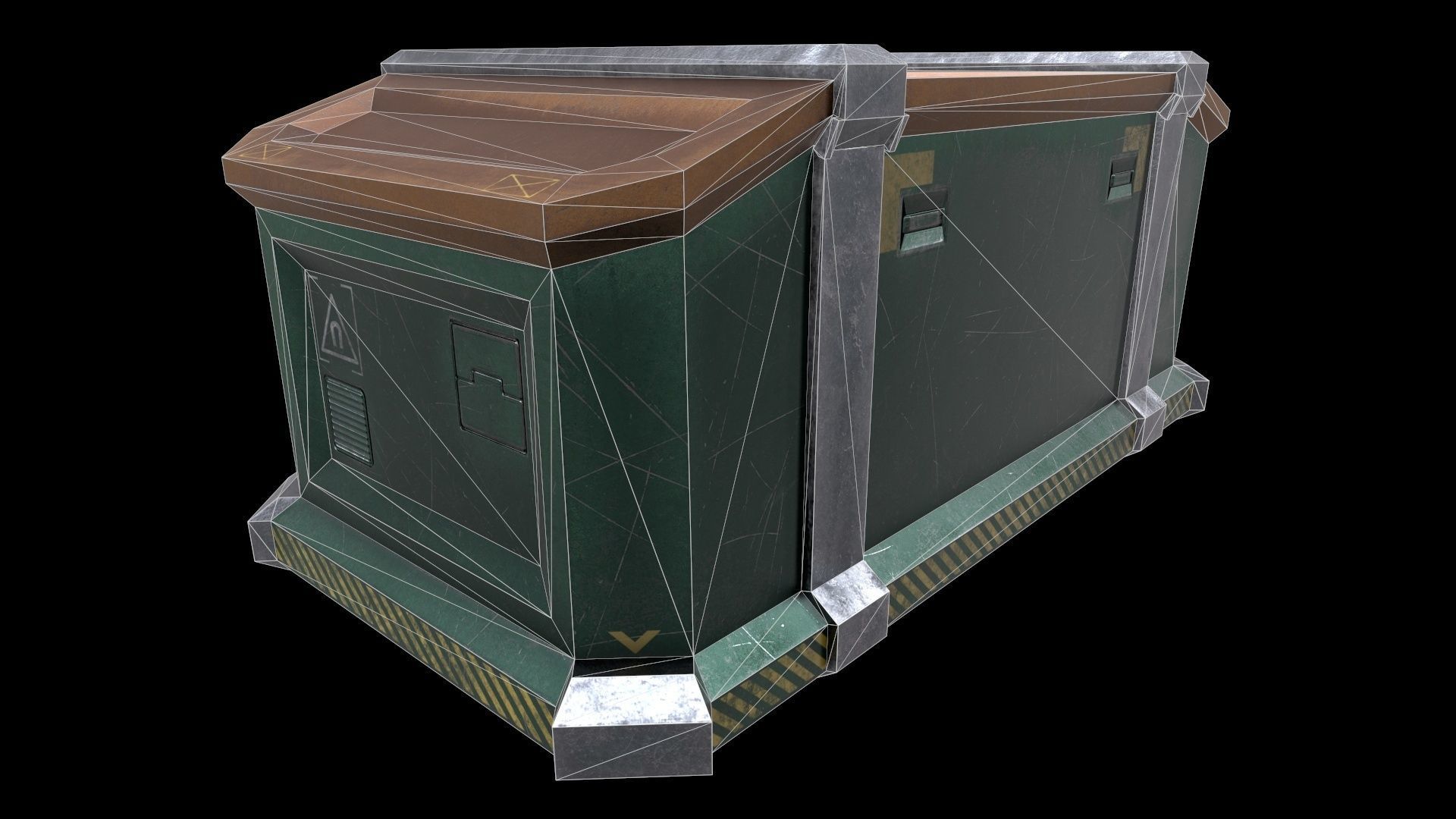 6 Models Scifi Crate Pack Openable Door Low-poly 3D model_19