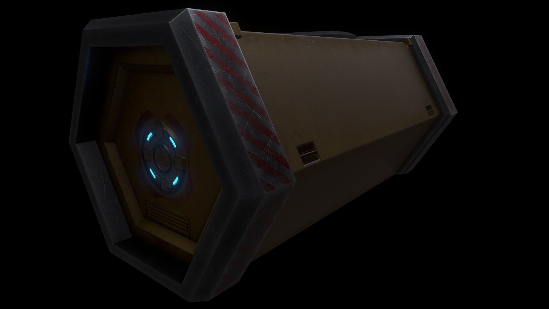 6 Models Scifi Crate Pack Openable Door Low-poly 3D model_70