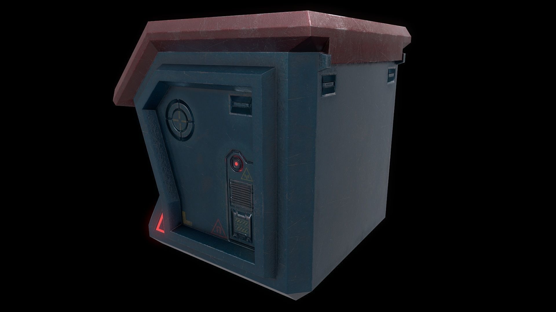 6 Models Scifi Crate Pack Openable Door Low-poly 3D model_34