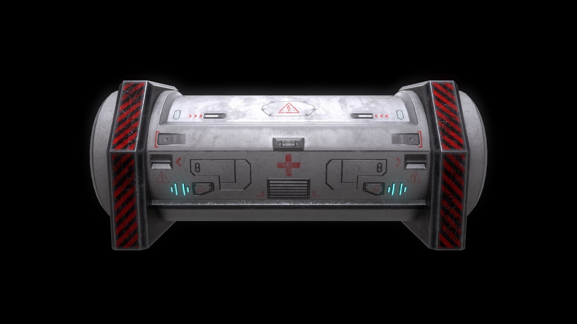 6 Models Scifi Crate Pack Openable Door Low-poly 3D model_106