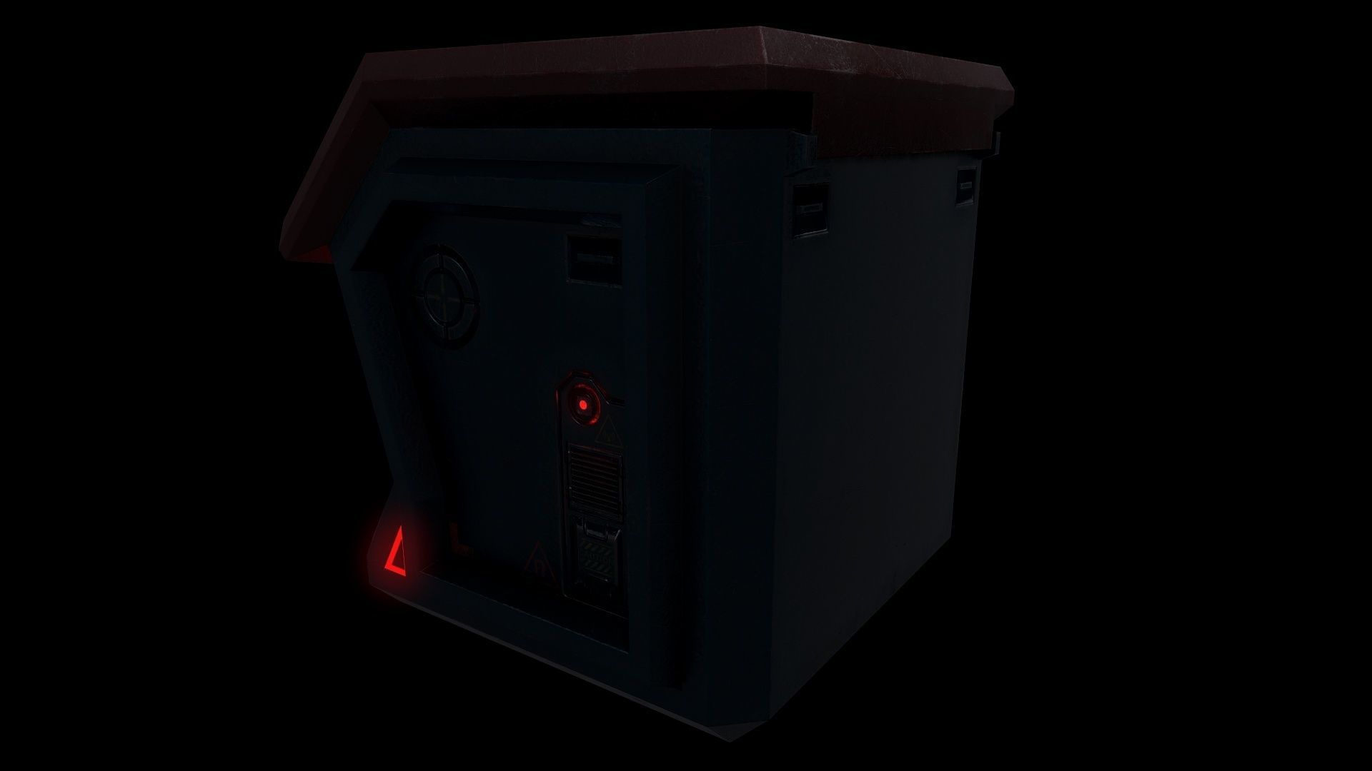 6 Models Scifi Crate Pack Openable Door Low-poly 3D model_36