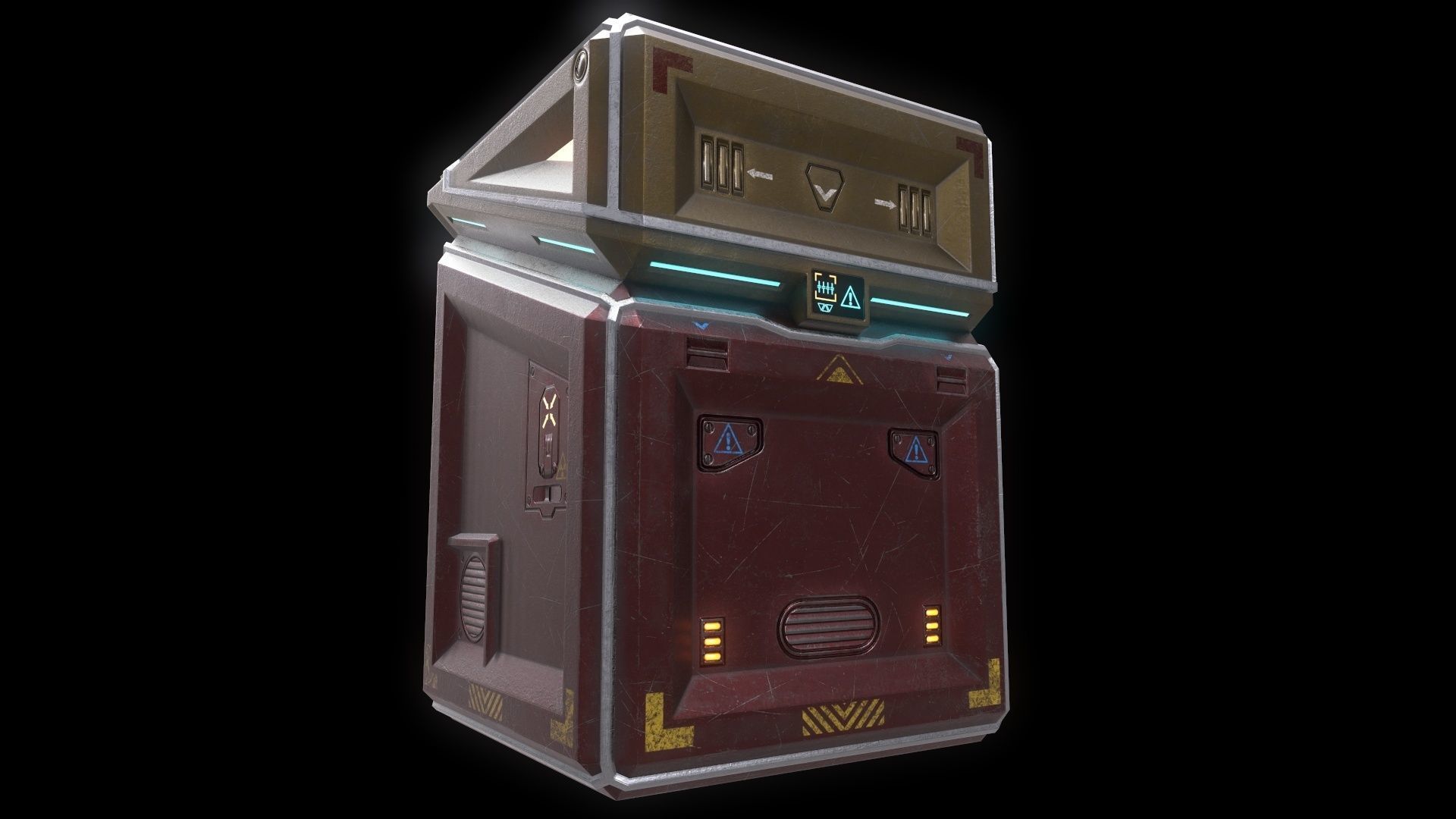 6 Models Scifi Crate Pack Openable Door Low-poly 3D model_48