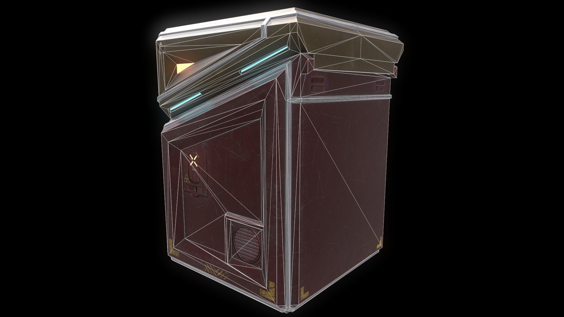 6 Models Scifi Crate Pack Openable Door Low-poly 3D model_52