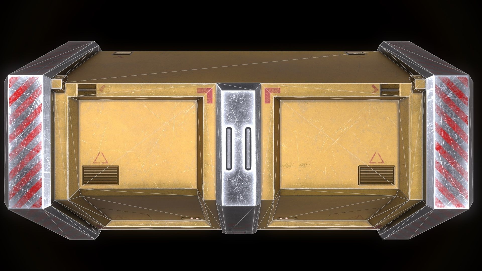 6 Models Scifi Crate Pack Openable Door Low-poly 3D model_81