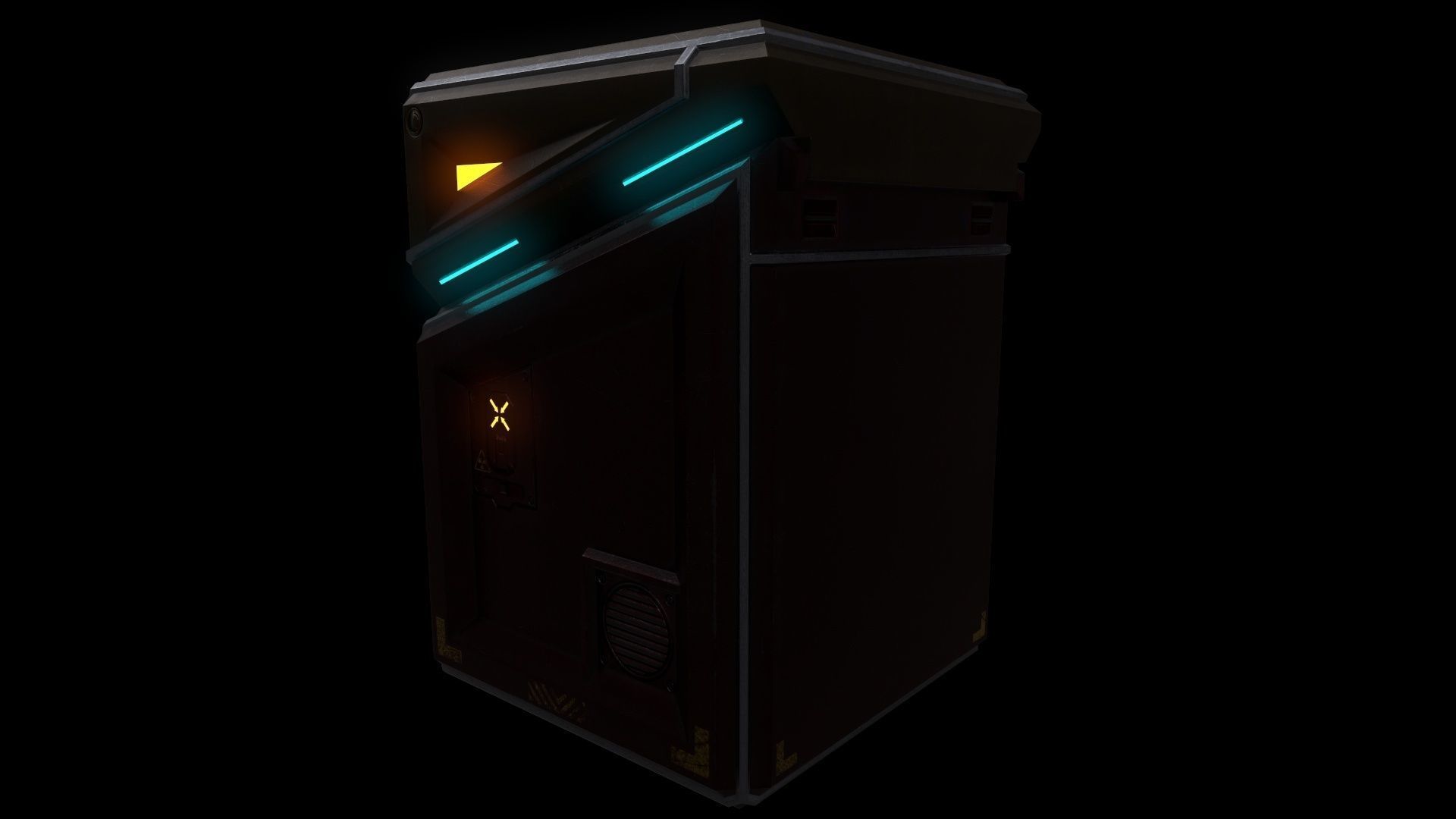 6 Models Scifi Crate Pack Openable Door Low-poly 3D model_53