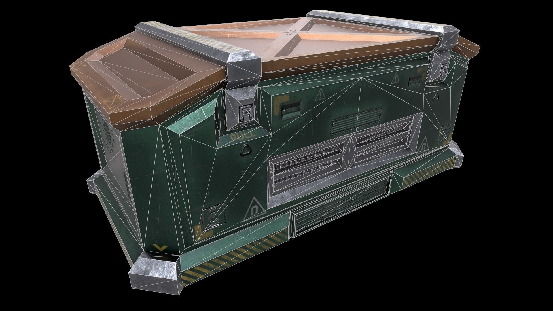 6 Models Scifi Crate Pack Openable Door Low-poly 3D model_17