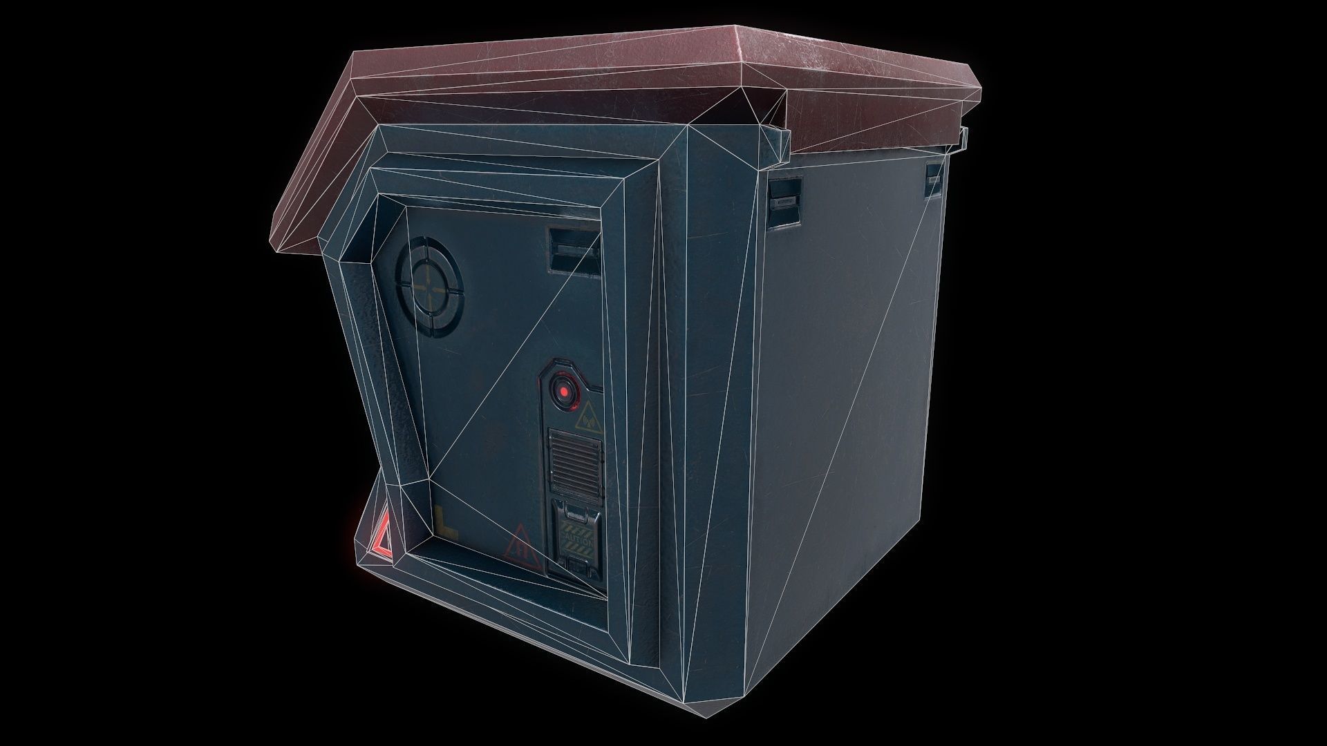 6 Models Scifi Crate Pack Openable Door Low-poly 3D model_35