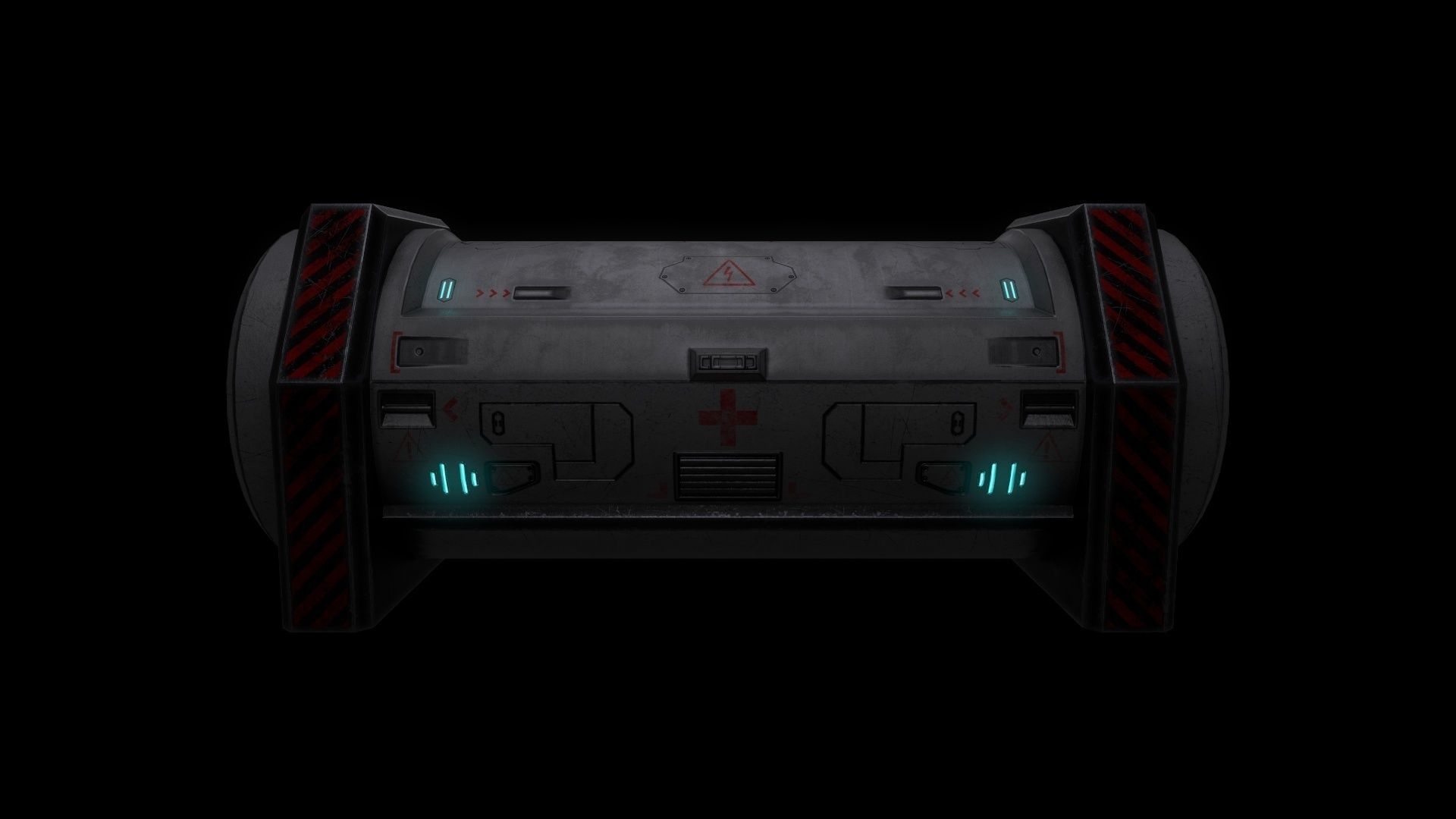 6 Models Scifi Crate Pack Openable Door Low-poly 3D model_108