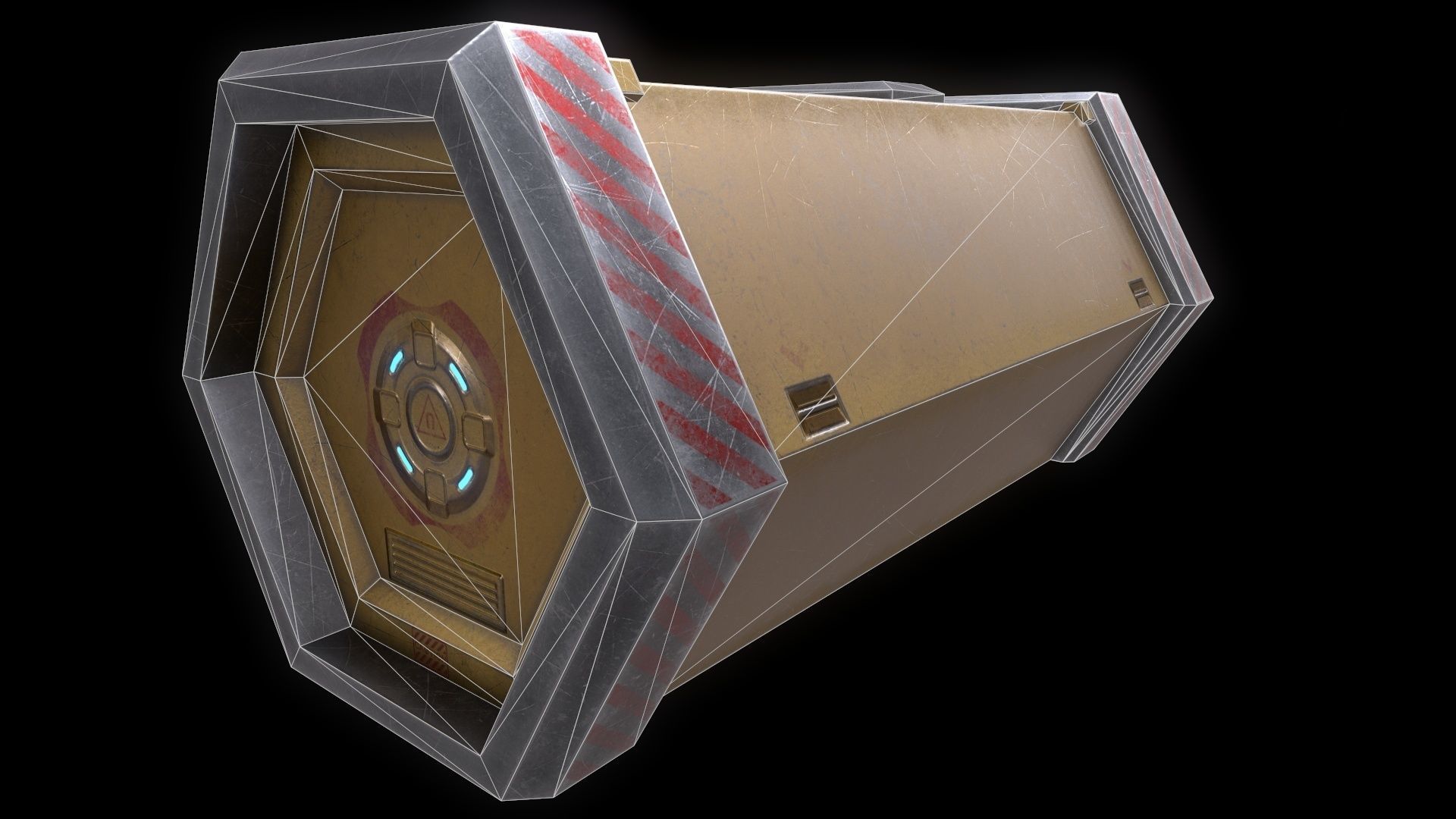 6 Models Scifi Crate Pack Openable Door Low-poly 3D model_69