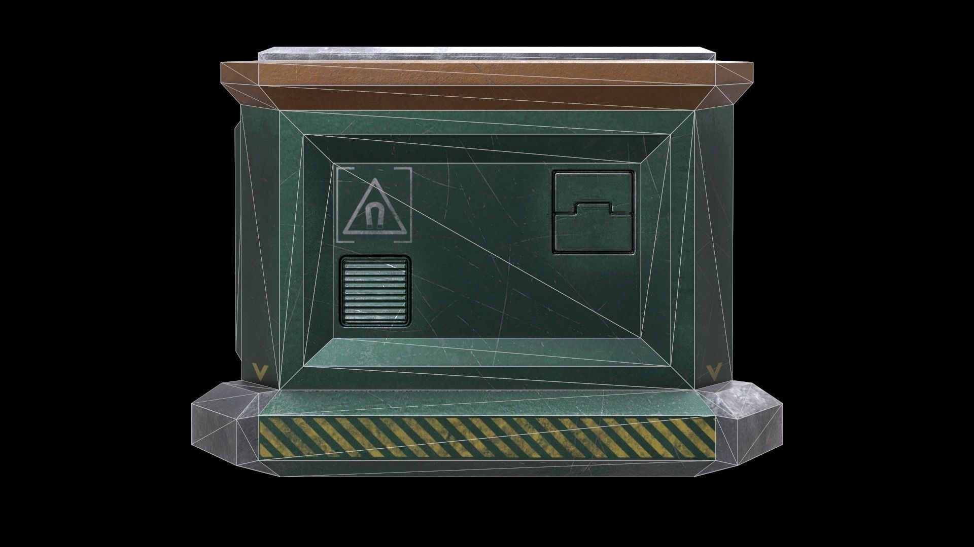 6 Models Scifi Crate Pack Openable Door Low-poly 3D model_28