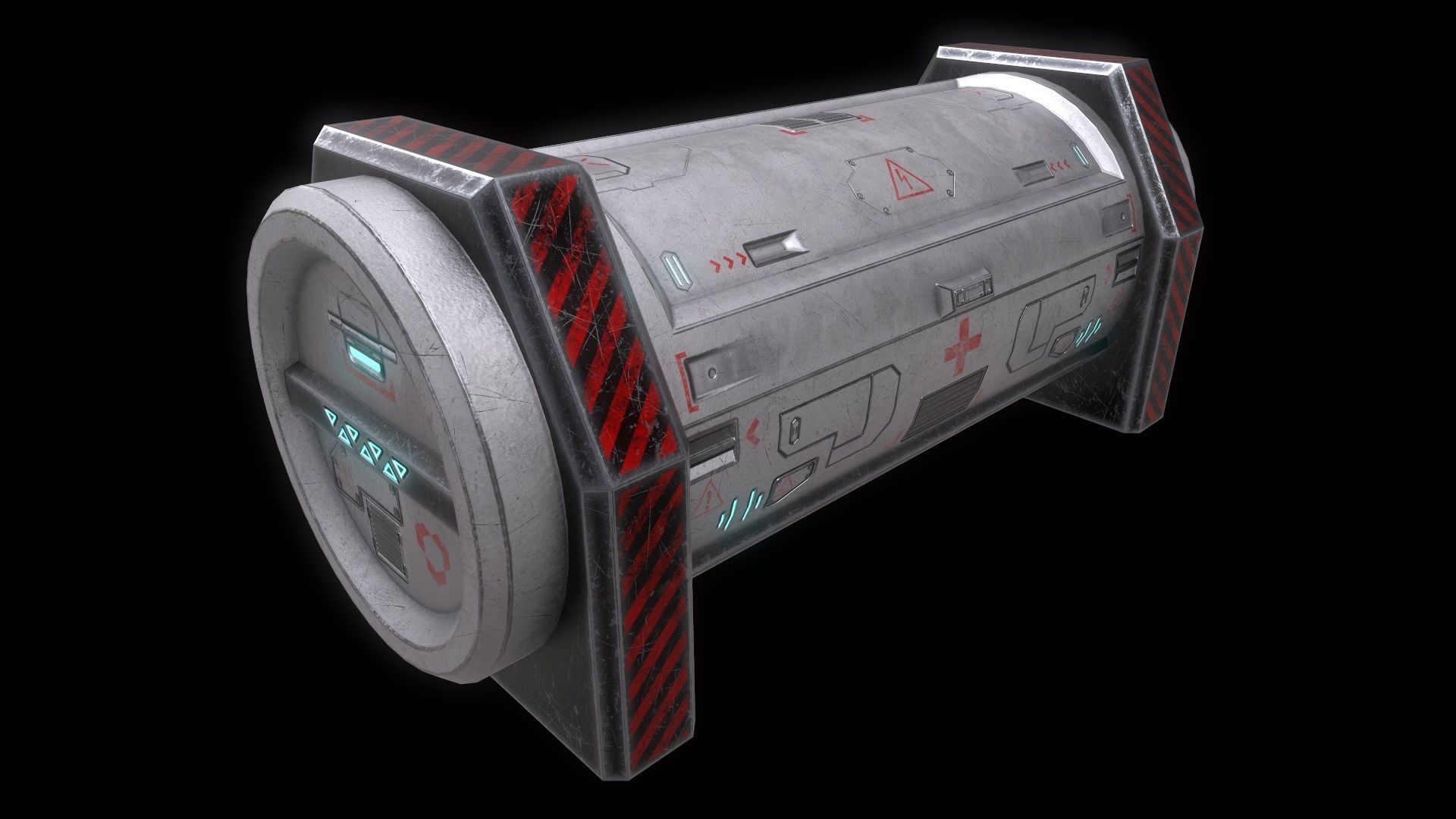 6 Models Scifi Crate Pack Openable Door Low-poly 3D model_99