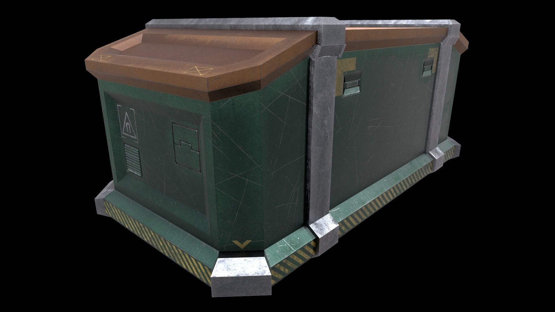 6 Models Scifi Crate Pack Openable Door Low-poly 3D model_18
