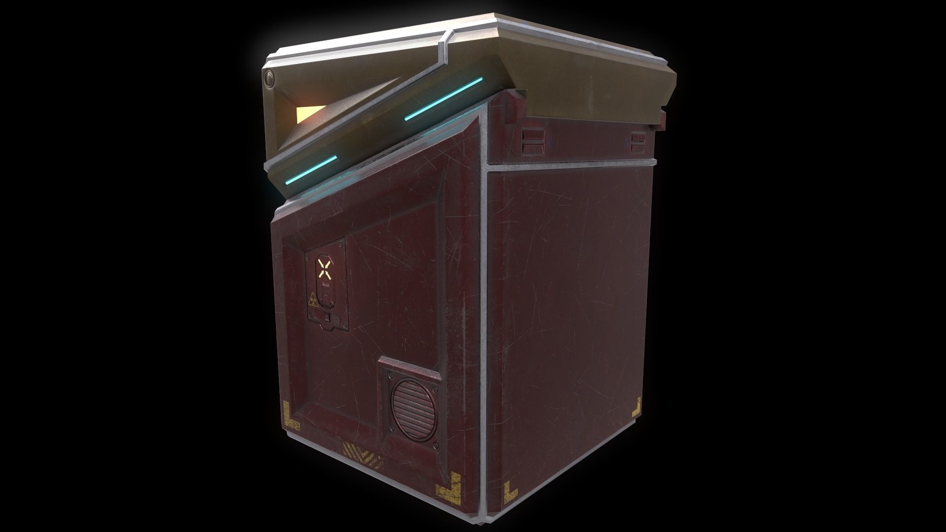 6 Models Scifi Crate Pack Openable Door Low-poly 3D model_51