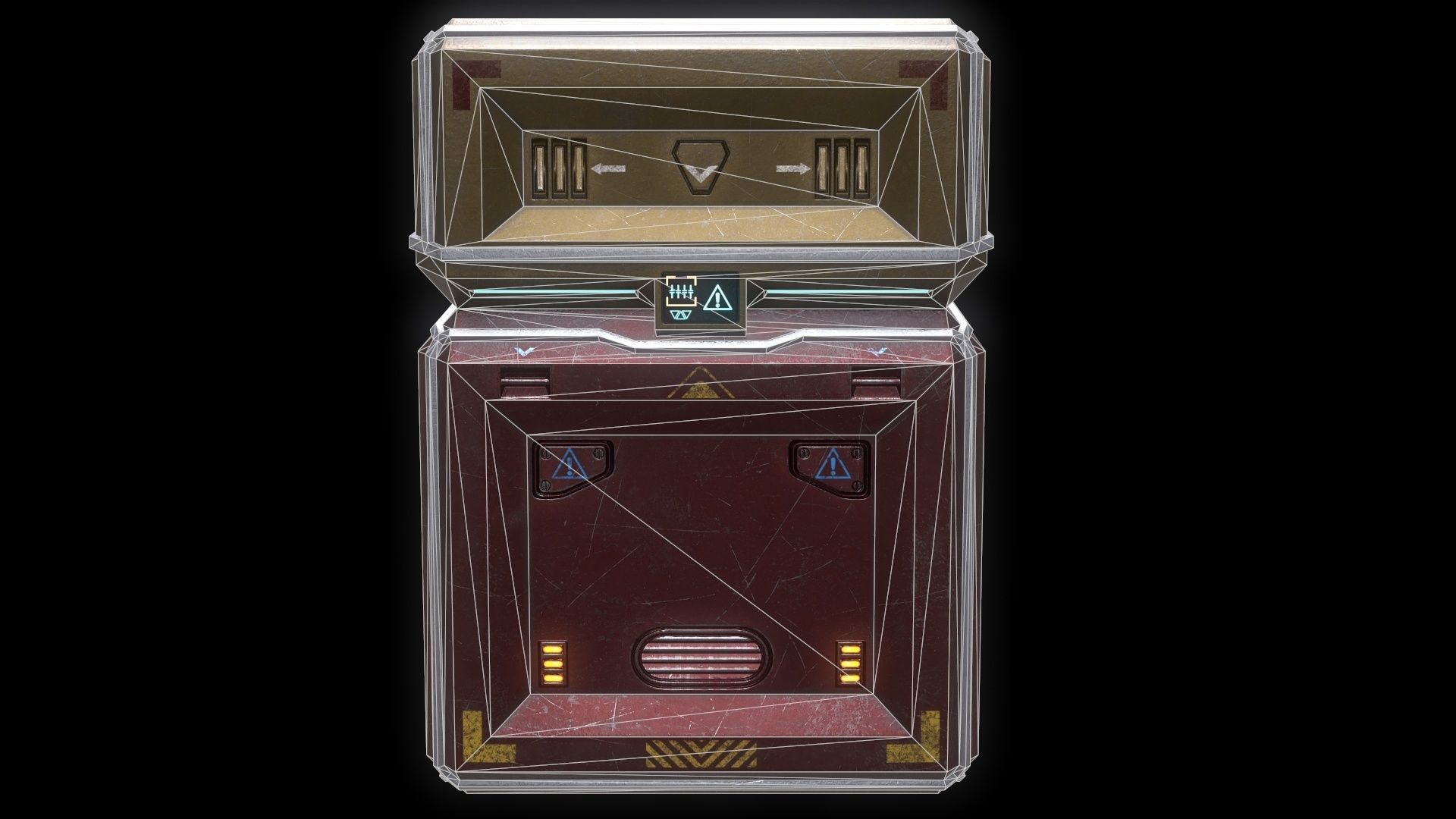 6 Models Scifi Crate Pack Openable Door Low-poly 3D model_56