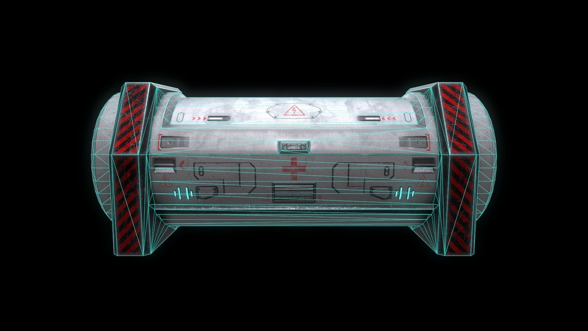 6 Models Scifi Crate Pack Openable Door Low-poly 3D model_107