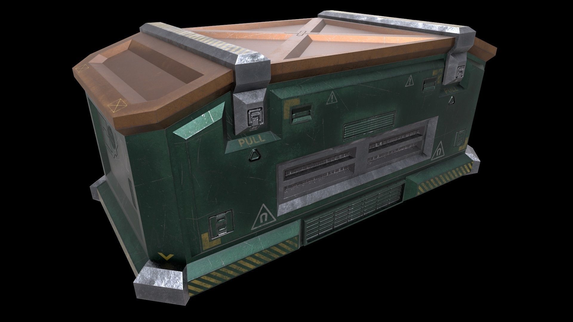 6 Models Scifi Crate Pack Openable Door Low-poly 3D model_16