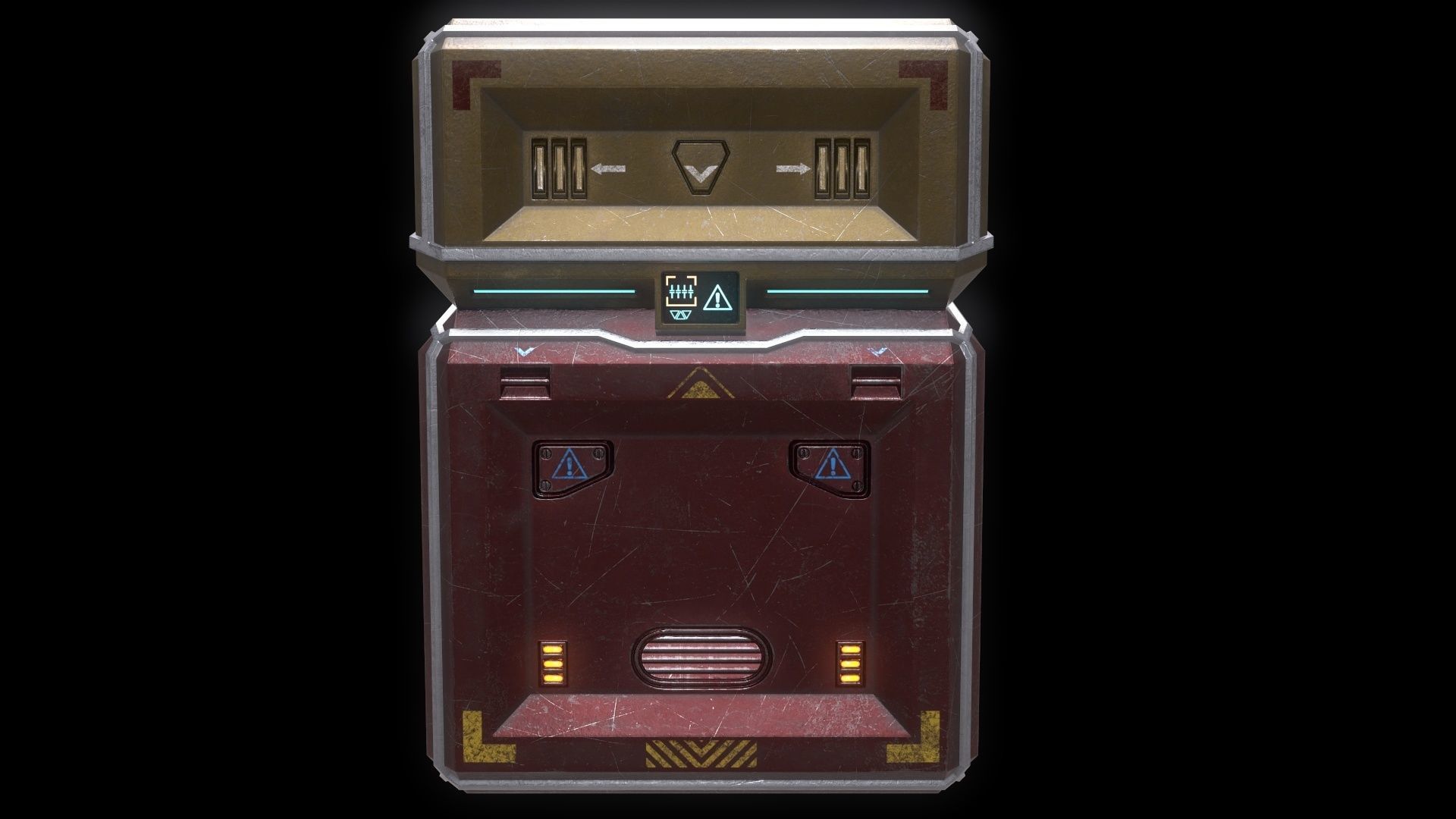 6 Models Scifi Crate Pack Openable Door Low-poly 3D model_55