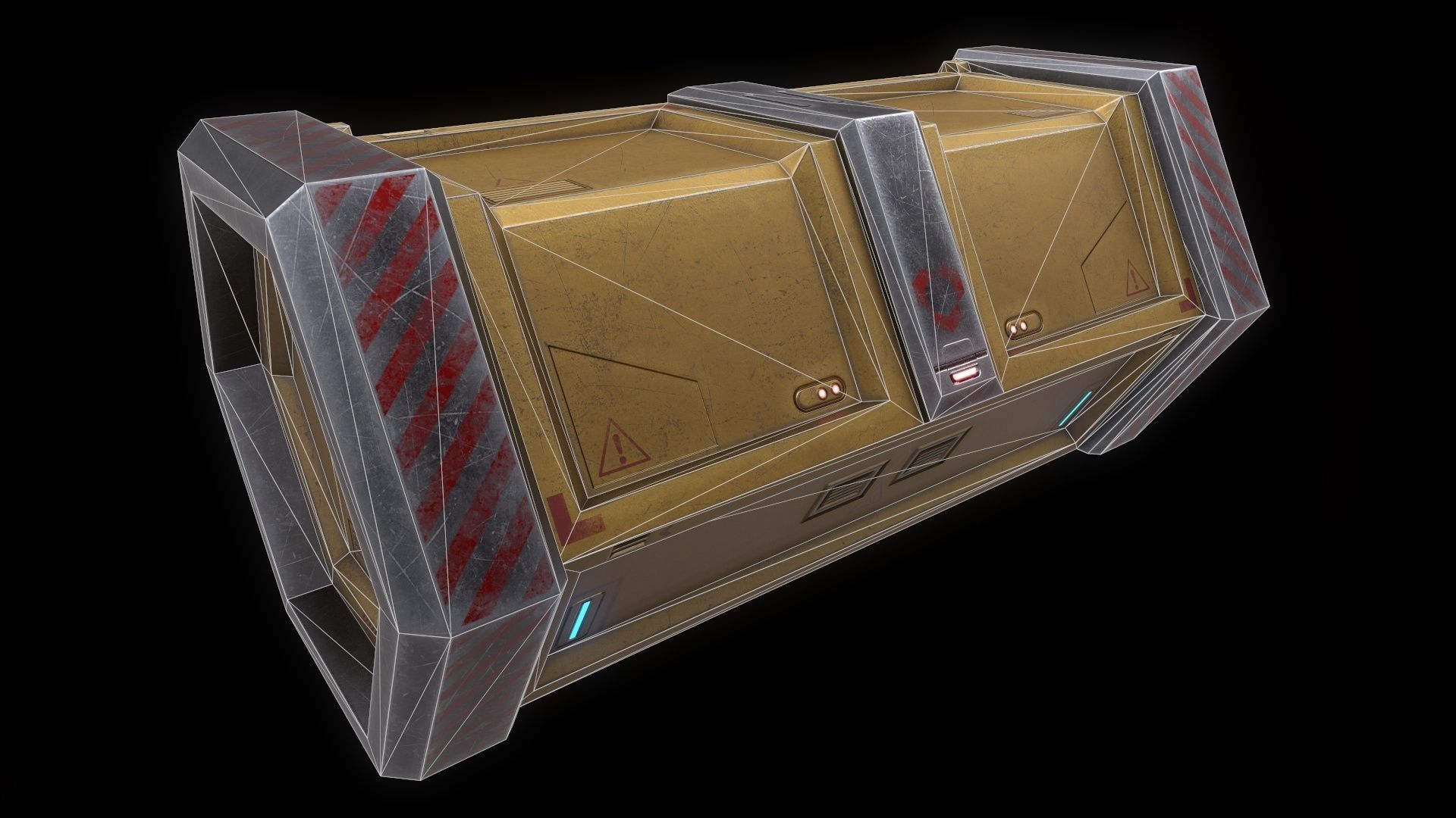 6 Models Scifi Crate Pack Openable Door Low-poly 3D model_66