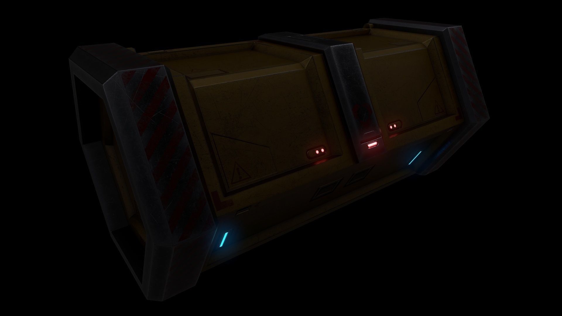 6 Models Scifi Crate Pack Openable Door Low-poly 3D model_67