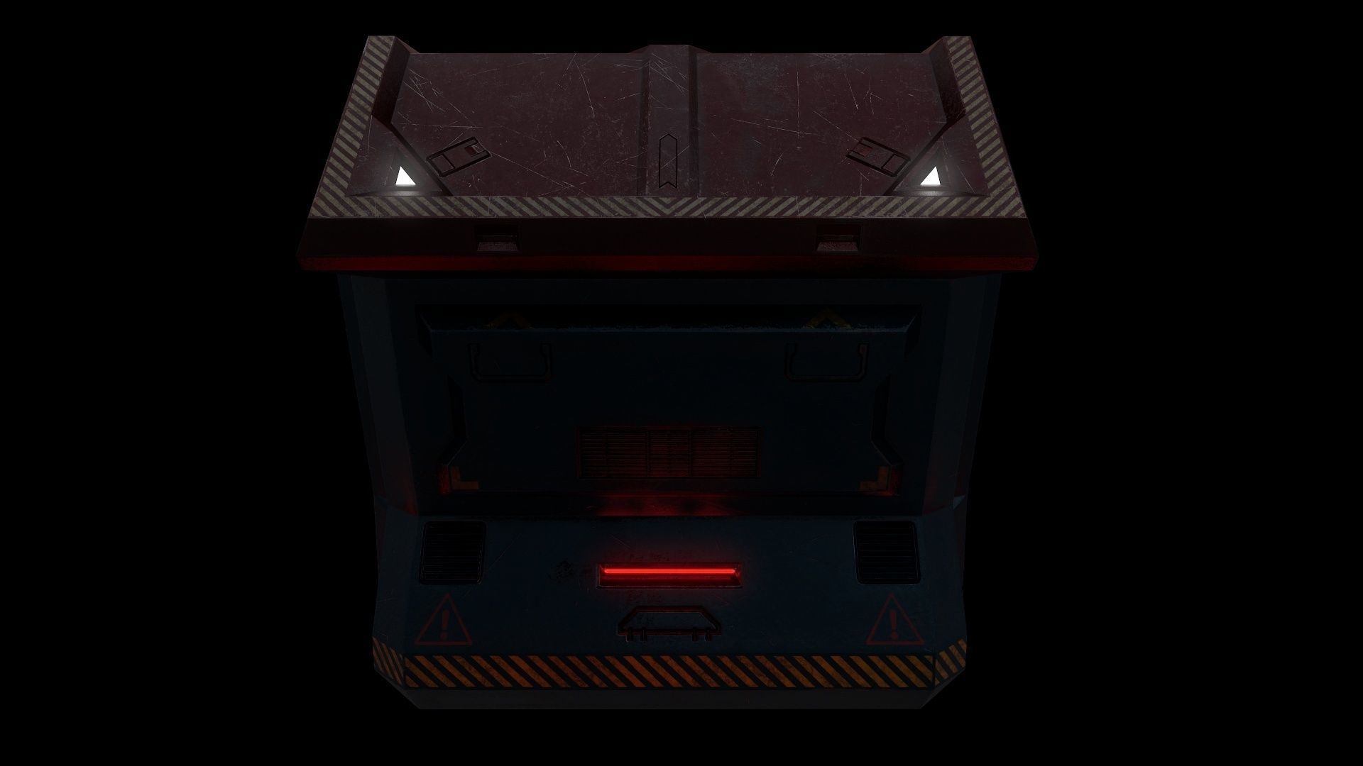 6 Models Scifi Crate Pack Openable Door Low-poly 3D model_40