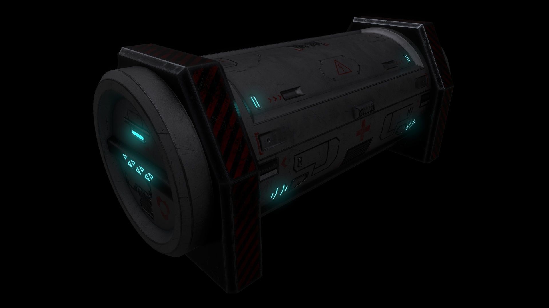 6 Models Scifi Crate Pack Openable Door Low-poly 3D model_101