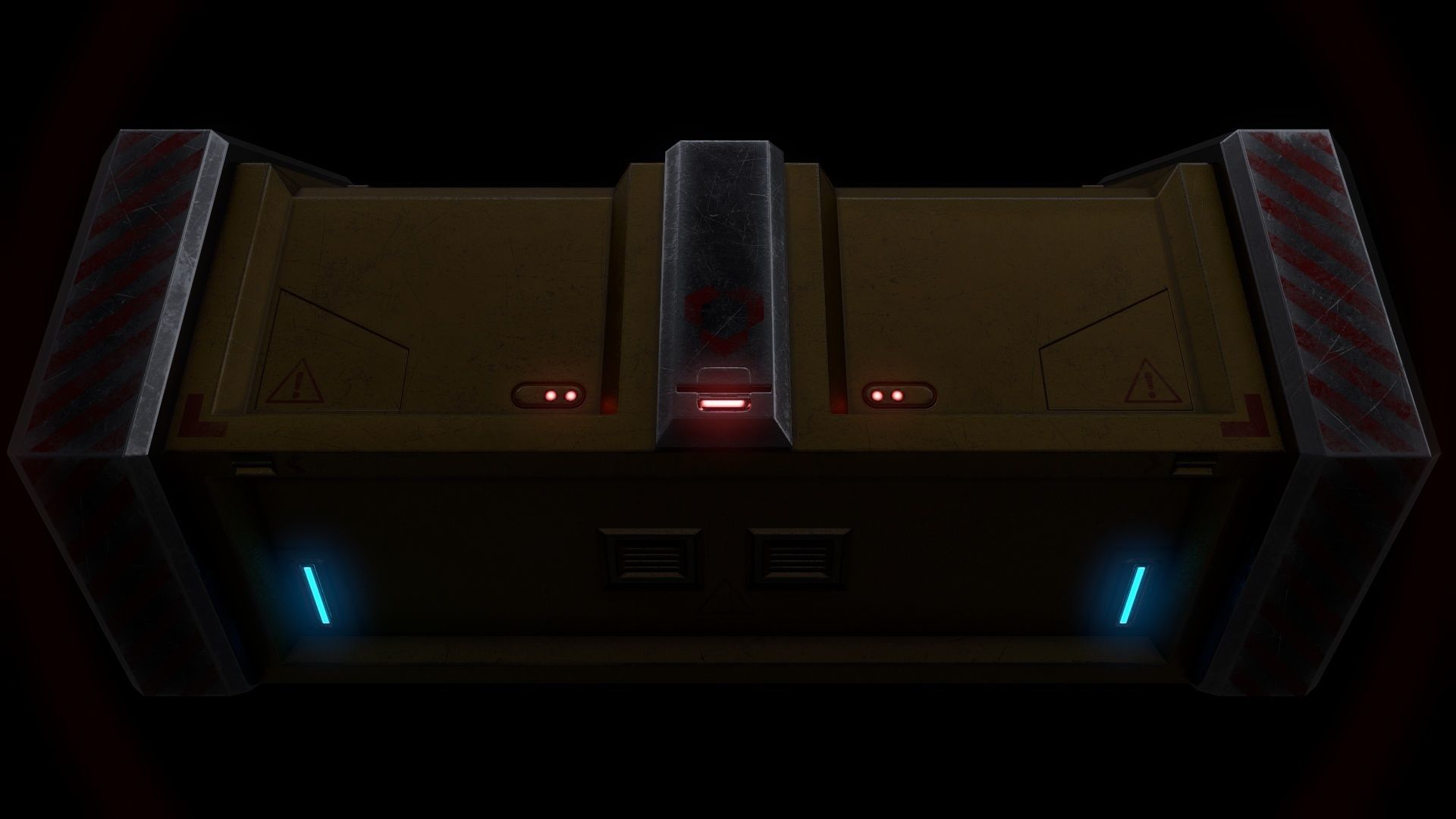 6 Models Scifi Crate Pack Openable Door Low-poly 3D model_74