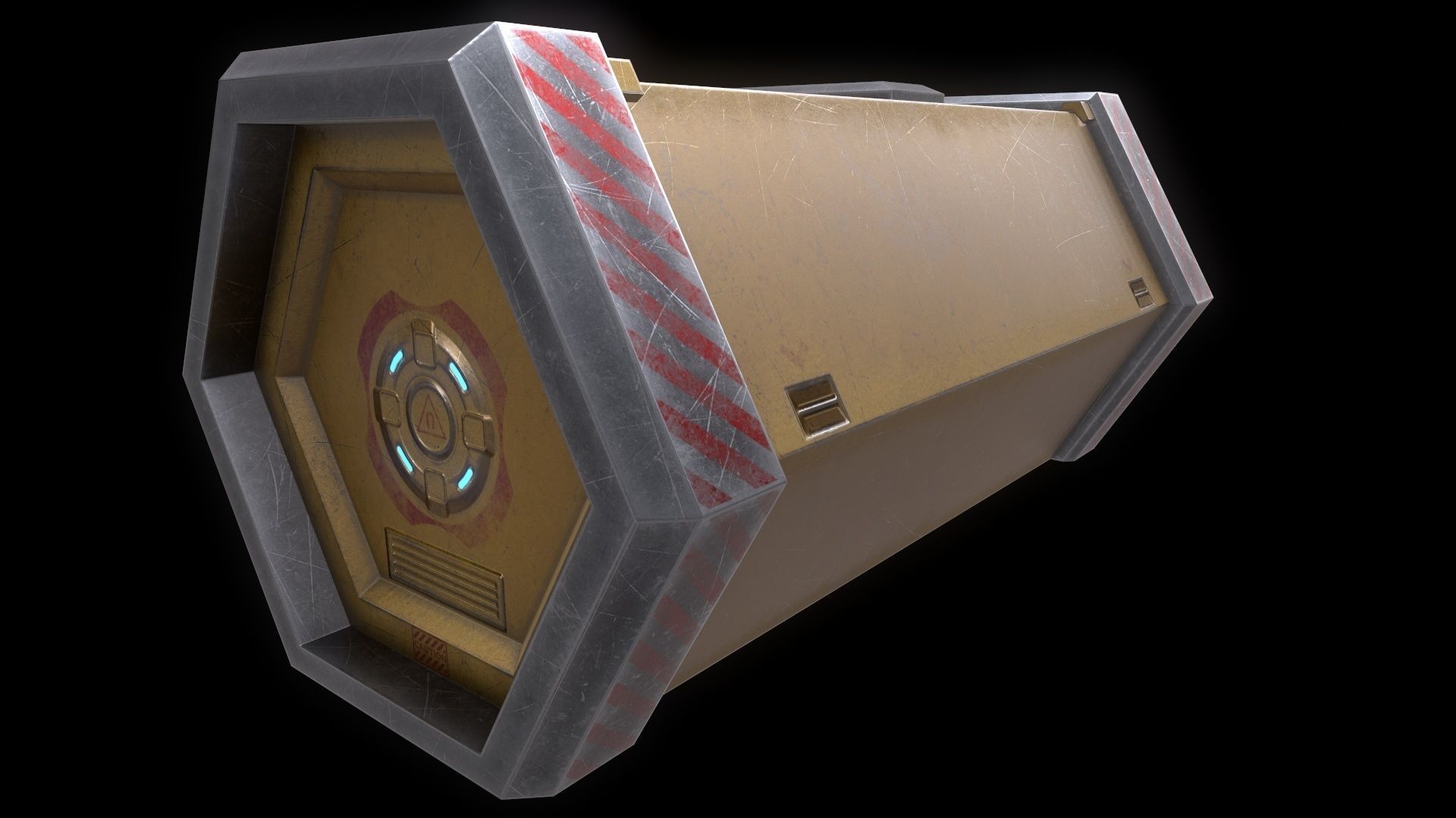 6 Models Scifi Crate Pack Openable Door Low-poly 3D model_68