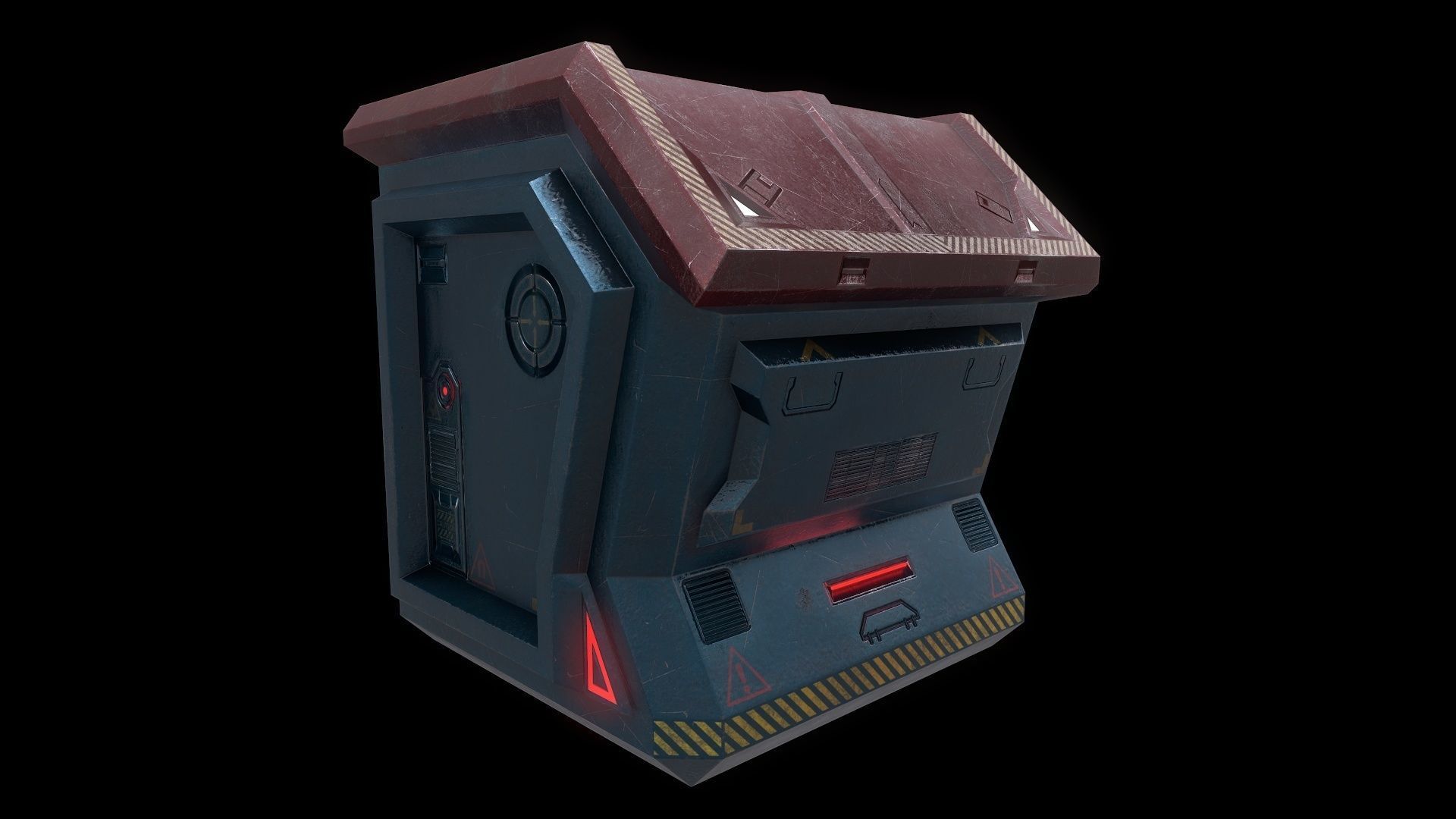 6 Models Scifi Crate Pack Openable Door Low-poly 3D model_31