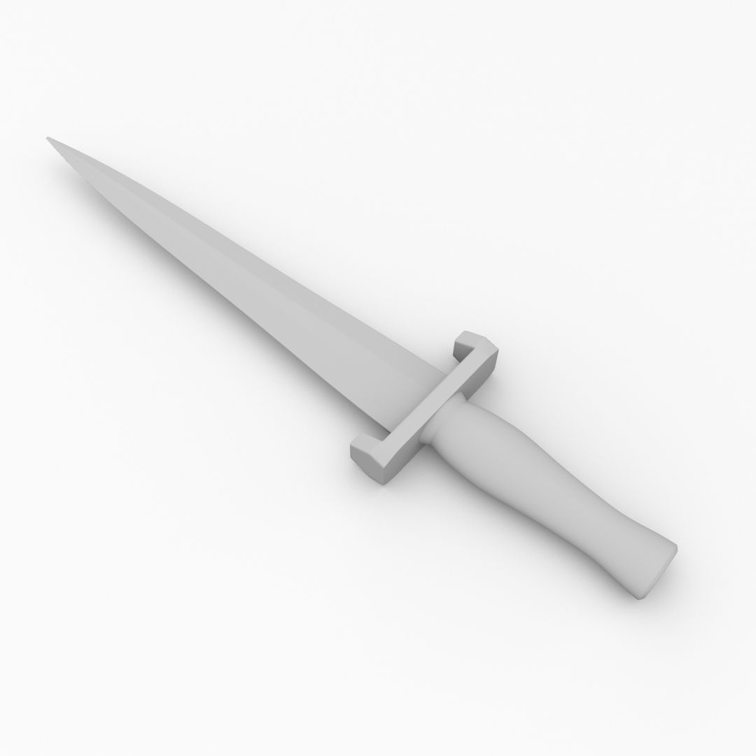 Knife sword with wooden handle 3D model_3