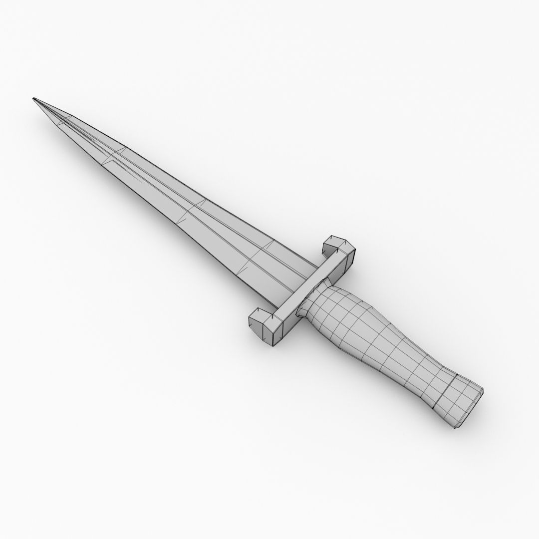 Knife sword with wooden handle 3D model_4