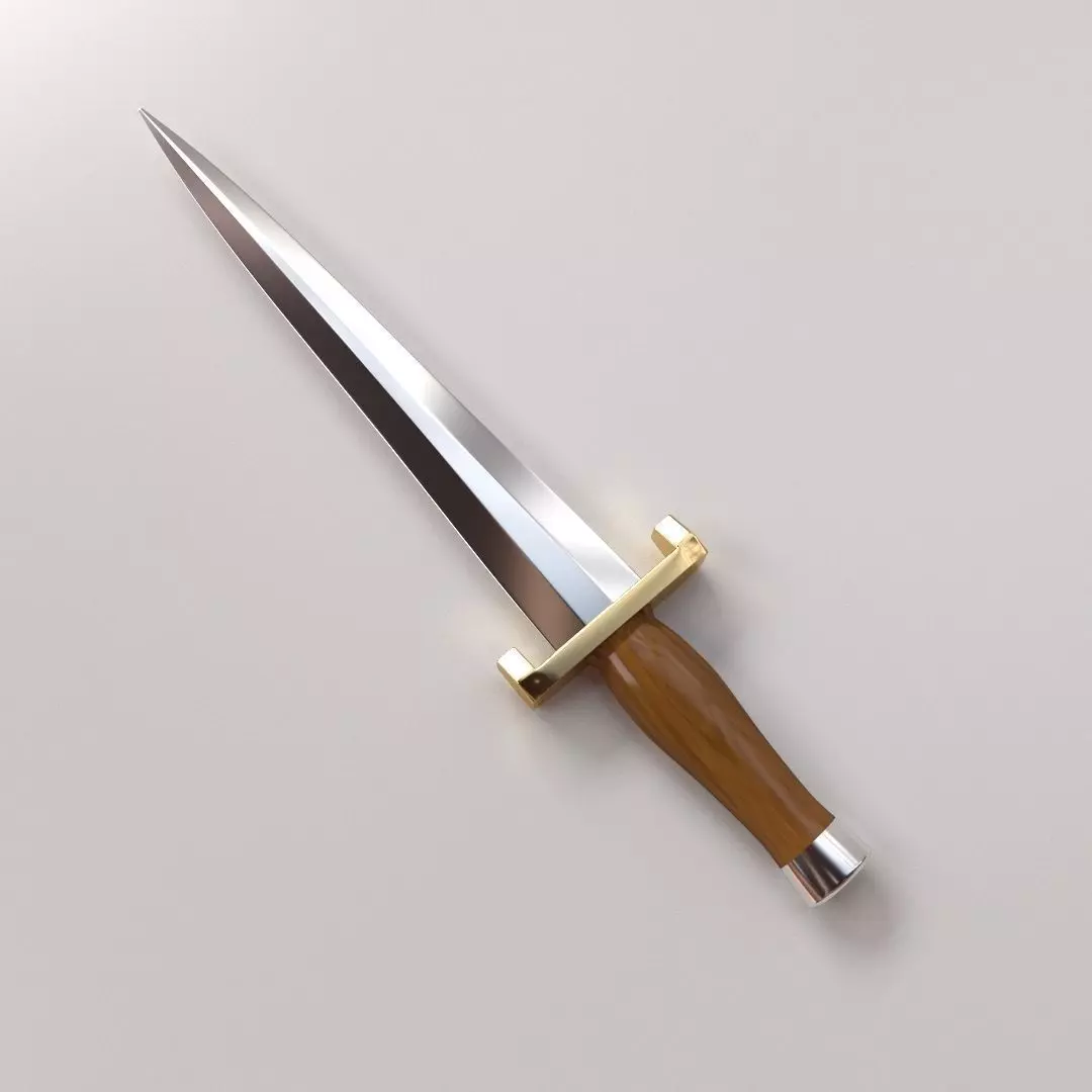 Knife sword with wooden handle 3D model_0