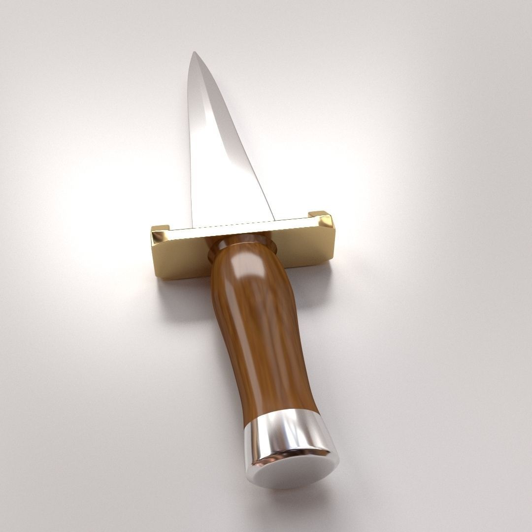 Knife sword with wooden handle 3D model_2