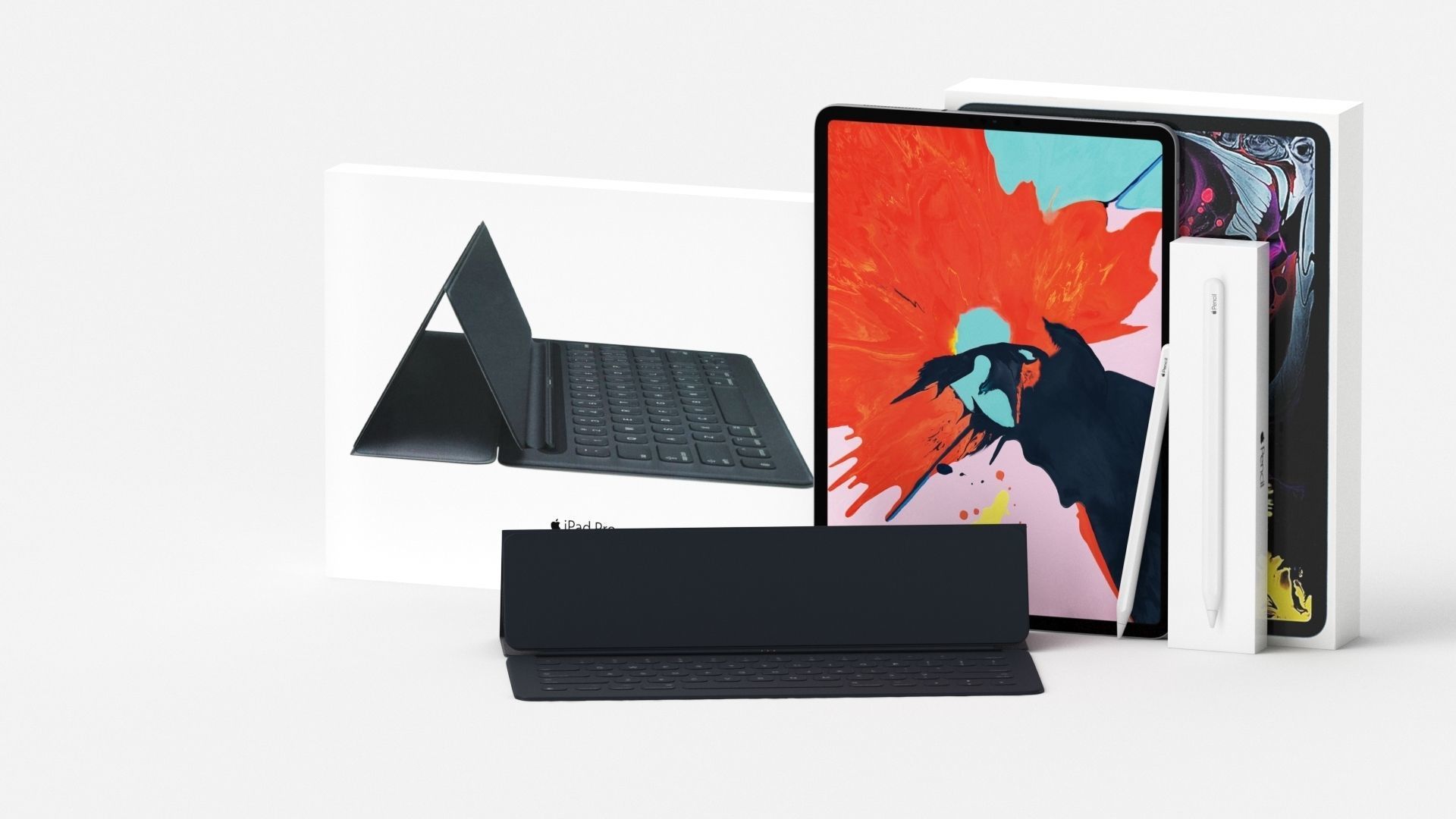 Apple iPad Pro 12-9 Inch Smart Keyboard Pencil Bundle With Box 3D model_28