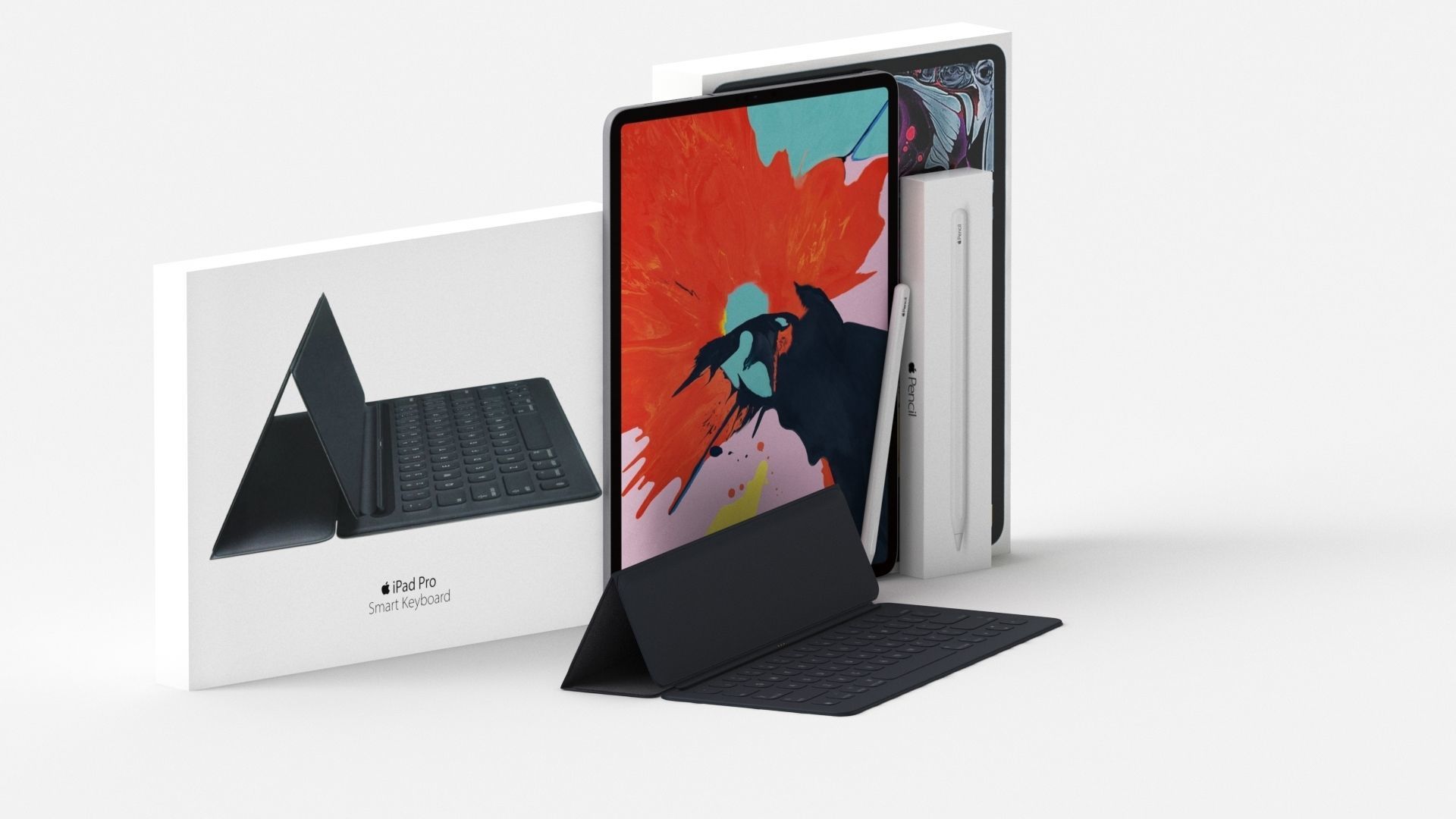 Apple iPad Pro 12-9 Inch Smart Keyboard Pencil Bundle With Box 3D model_16