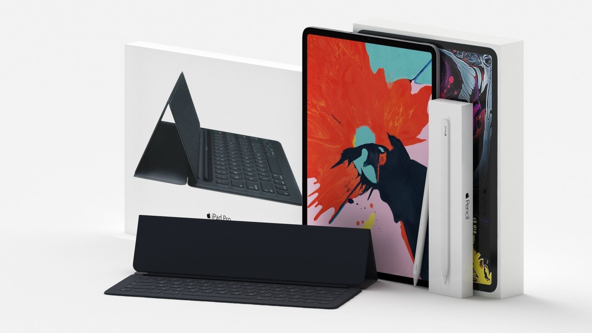 Apple iPad Pro 12-9 Inch Smart Keyboard Pencil Bundle With Box 3D model_11