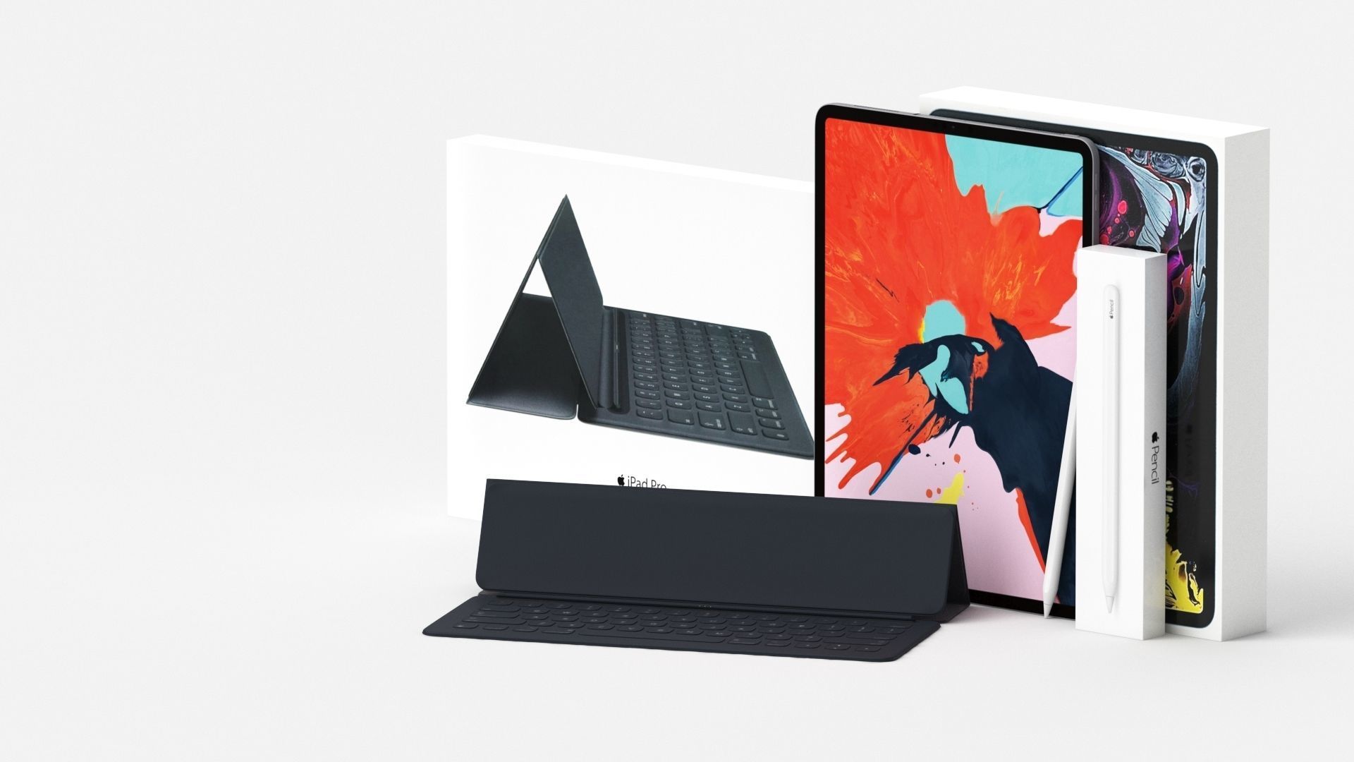 Apple iPad Pro 12-9 Inch Smart Keyboard Pencil Bundle With Box 3D model_27